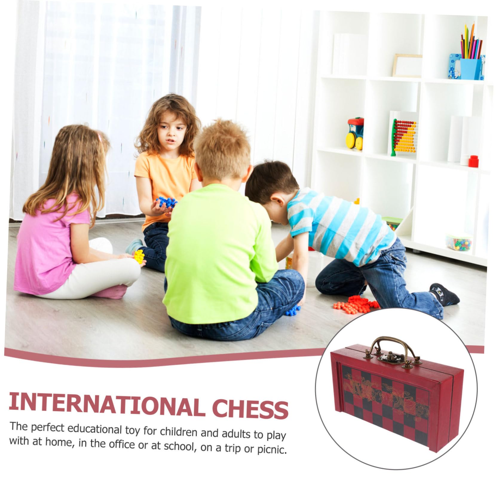 Scacchiera Pieghevole Rossa in Legno e Lega, Set 1 Pezzo | Oggetto Scenico Creativo, Facile da Trasportare, Design Stabile, per Scacchi Decorativi e Giochi da Tavolo