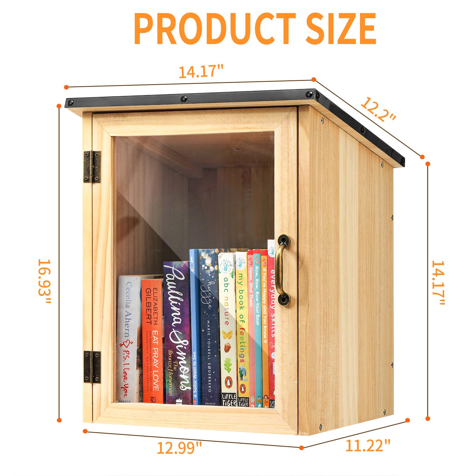 Little Library Box Outdoor, wasserdichter Bücherschrank aus Holz für Heimwerker, Gemeinschaft & Schulteilung, wetterfester Nachbarschaftsbuchaustausch für Literatur, Zeitschriften & Zeitungen
