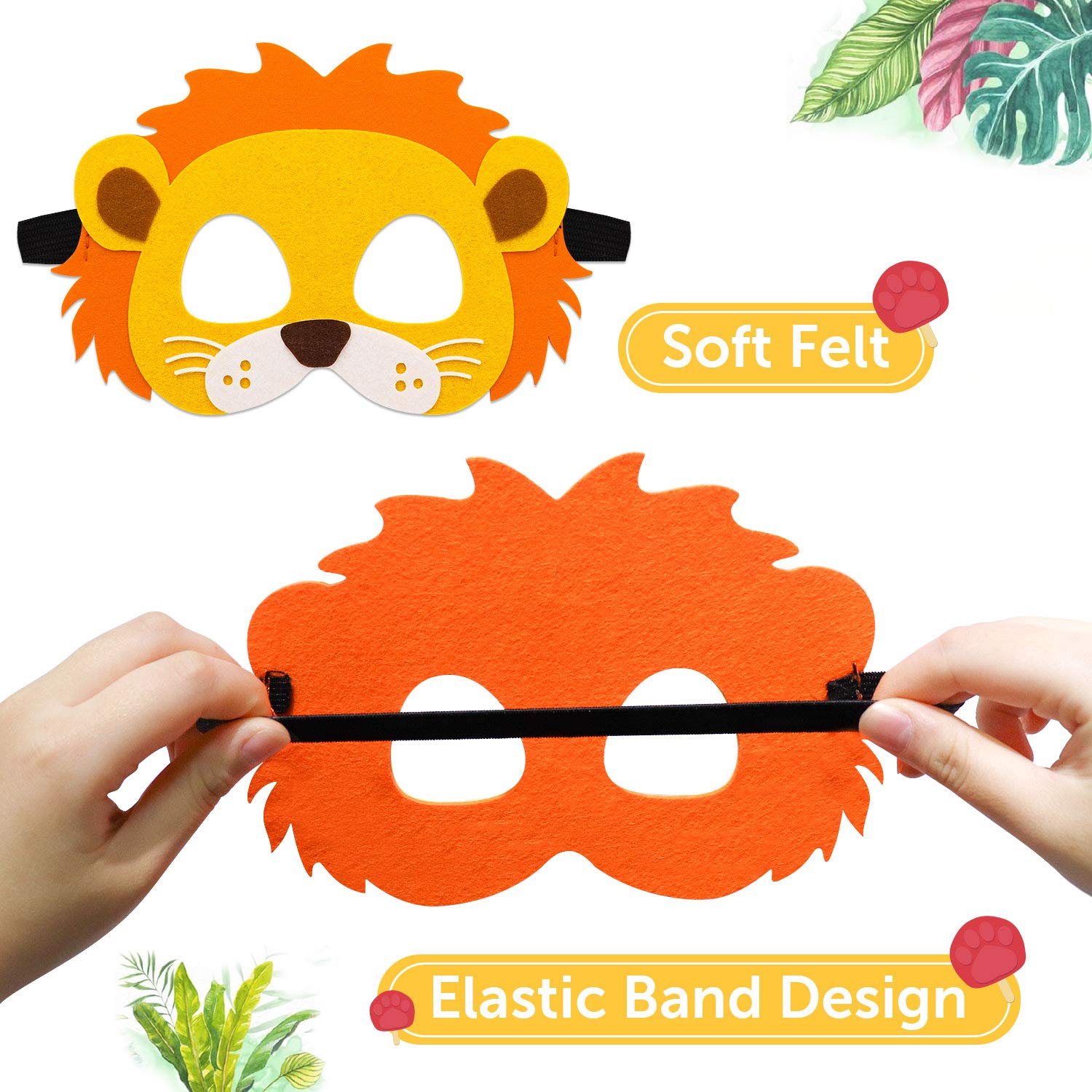 Animals Felt Masks for Kids, Jungle Safari Forest Friends Party Masks