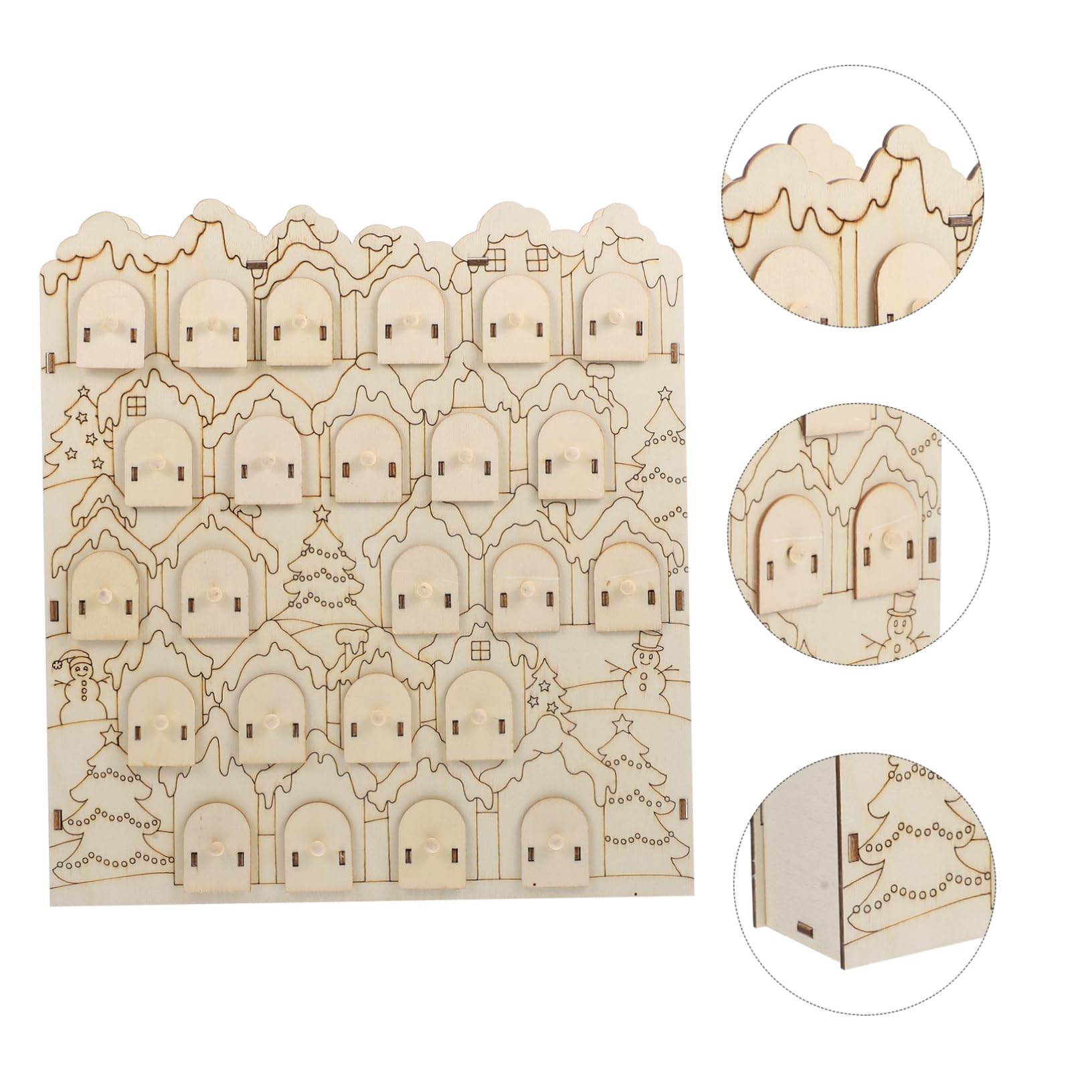 Cabilock Calendarios de Adviento Calendario de Adviento de Madera Decoraciones Navideñas Calendario de Cuenta Regresiva Calendario de Escritorio de Madera