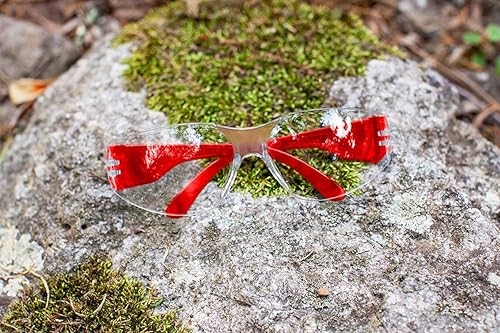 Miniatura 83 de SAFE HANDLER BISON LIFE Clear Lens Color Temple Safety Glasses One Size, Adult, Youth, Clear Protective Polycarbonate Lens Color Temple, Red, 96