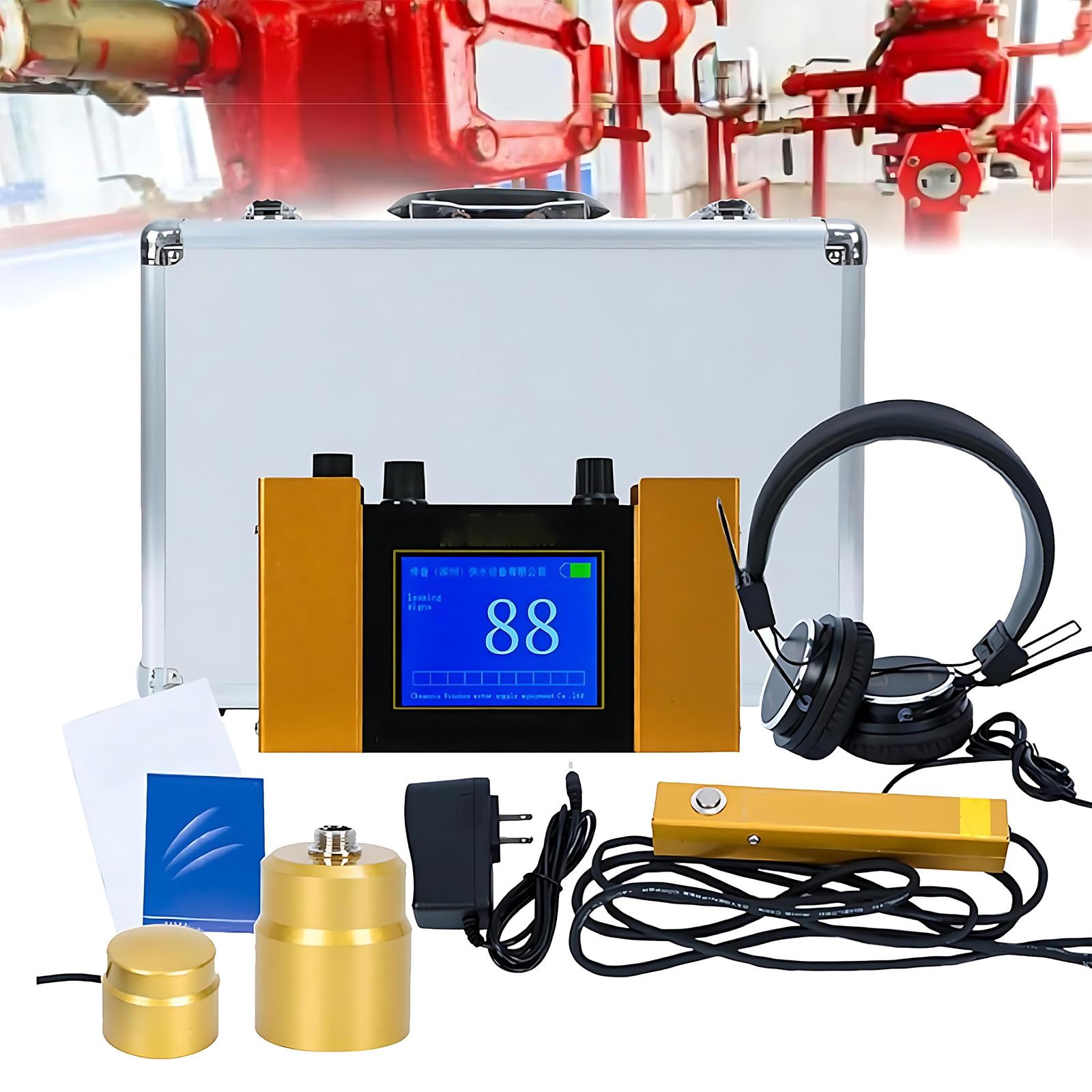 MIAOXIAOLONG Underground Water Leak Detector, Water Pipe Leak Detector, Two Size Sensors Precise Positioning, High-Sensitivity Digital Display Leakage Sensor, Carrying Case