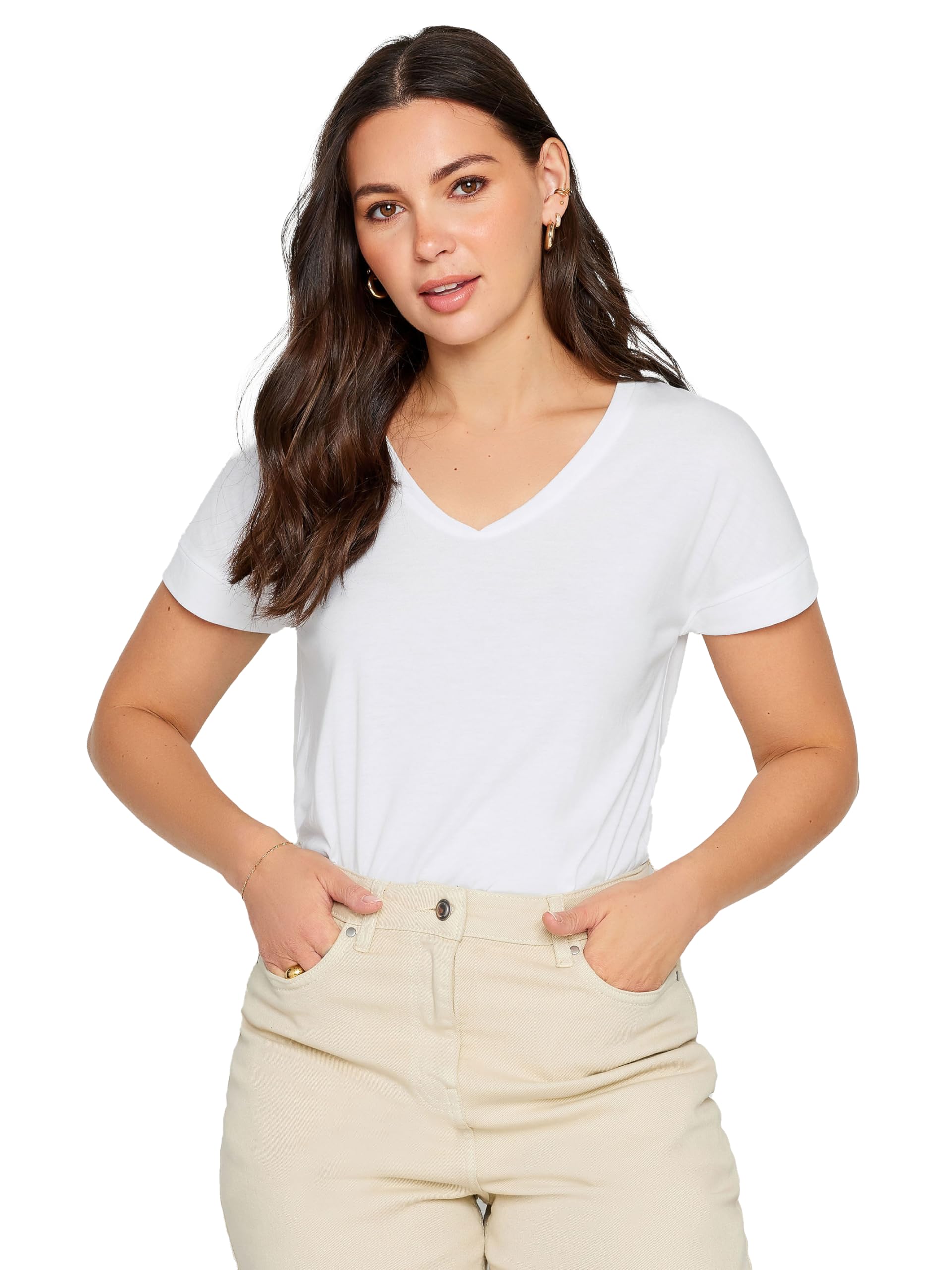 Long Tall Sally Women's White Tall Premium V-Neck Modal T-Shirt In | Size: 20