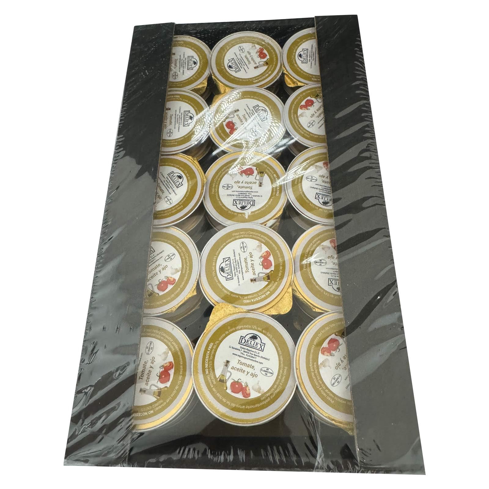 Deliex - Monodosis de Tomate ajo y aceite 90 unidades x 25 gr. Pequeñas porciones de tomate ajo y aceite de oliva virgen extra ya preparado para el trabajo.