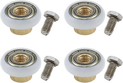 4 juegos de puerta de vidrio para baño, corredera para puerta de ducha, rodillo de repuesto con tornillos de acero inoxidable, 0.748 in x 0.197 in