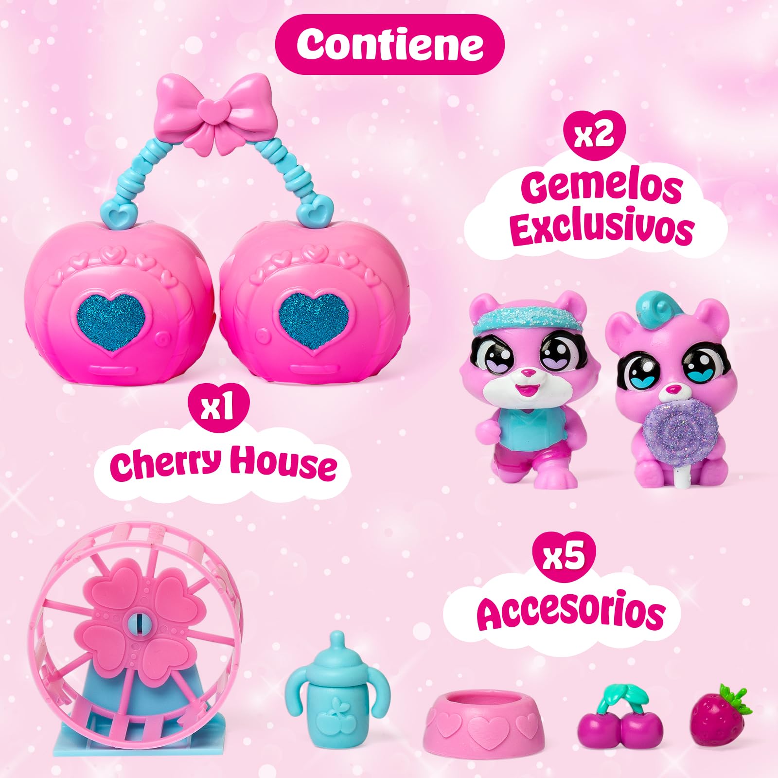 Cherry Pets – Cherry House Hamster Twins. Casita en Forma de Cereza: Incluye 1 Cherry House, 2 Gemelos exclusivos y 5 Accesorios — view 3