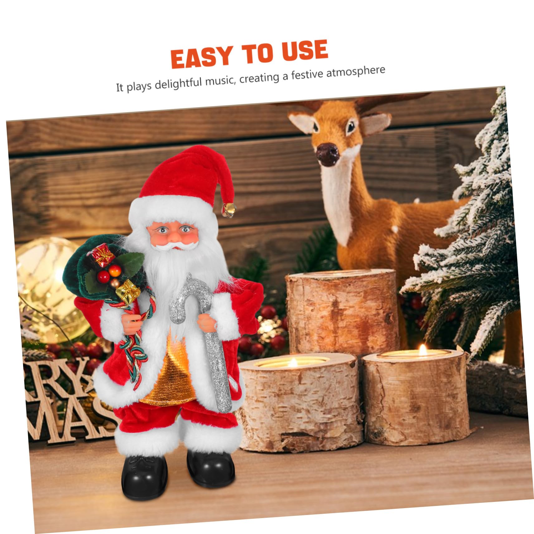 Hohopeti Bambola di Babbo Natale Elettrica Decorativa Giocattolo Musicale per Feste Natalizie Aggiunta Divertente per Caminetti e Scrivanie