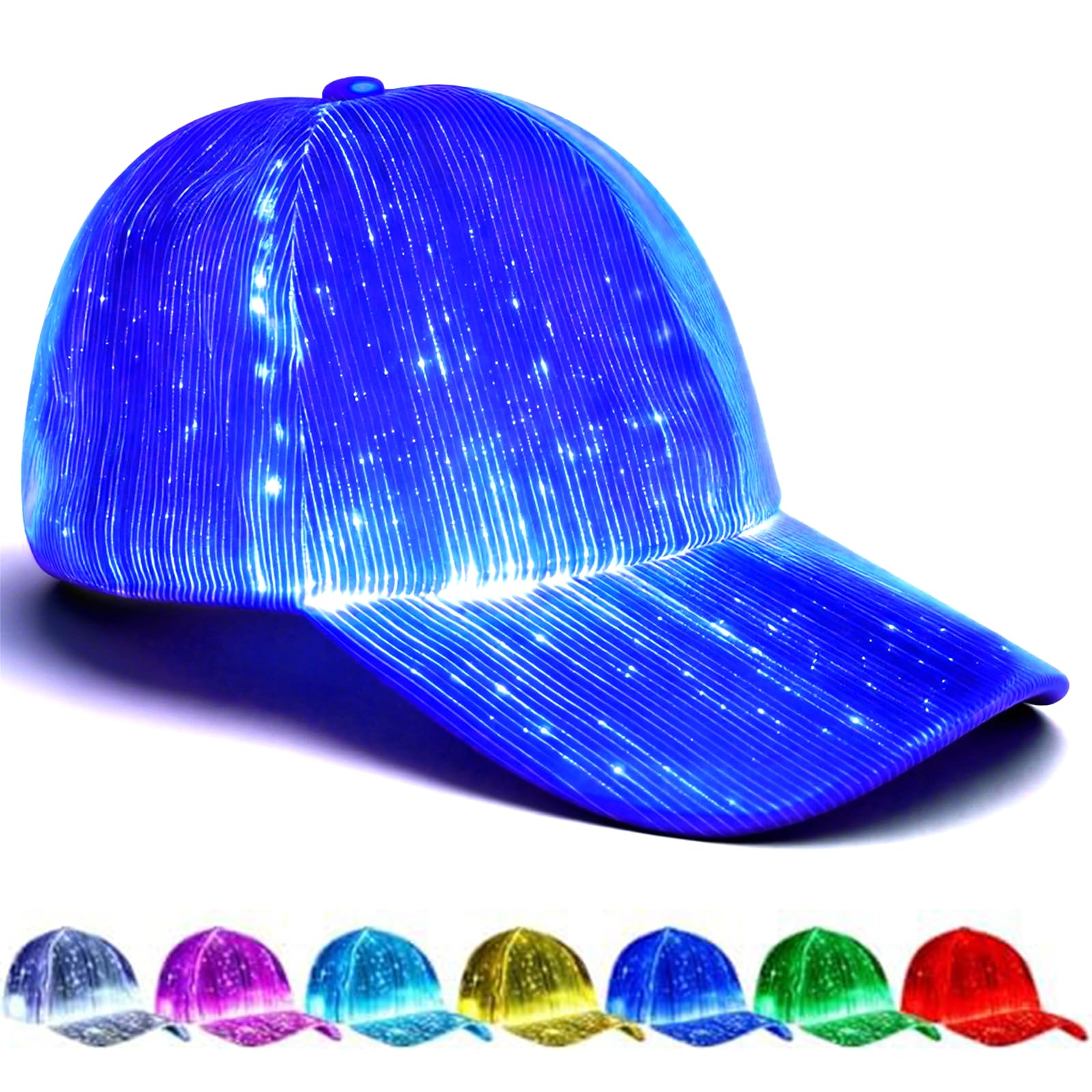 YouRfocus LED Hat Light Up Baseball Cap - USB Charging Fiber Rave Hat with 7 Colors Glow in The Dark Party Flashing