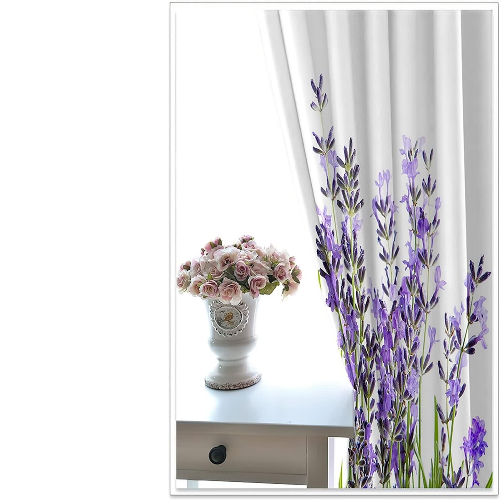 Tende per soggiorno moderne, in poliestere, colore viola, verde, lavanda, set da 2 pezzi, 96 x 214 cm (larghezza x altezza x profondità)