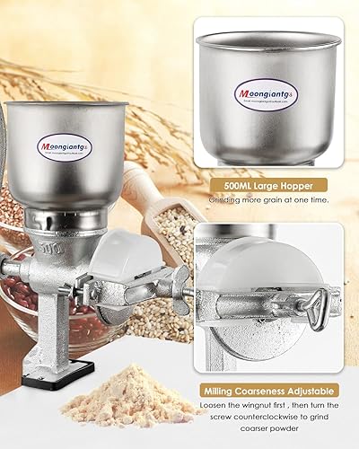 Miniatura 3 de Moongiantgo Molinillo manual de grano de maíz + prensa de tortilla de hierro fundido de 8 pulgadas