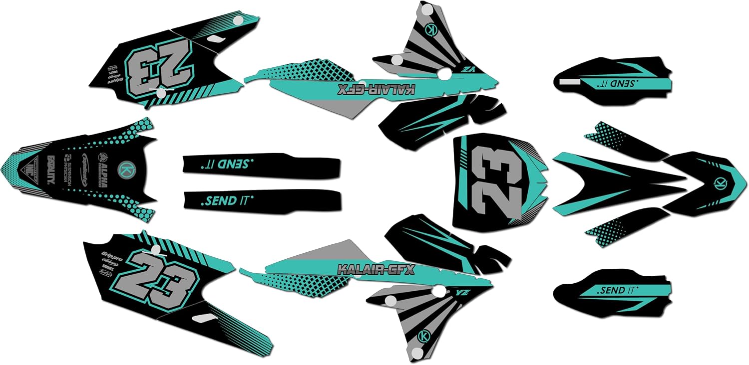 Graphics Kit for Yamaha YZ250F 2014-2018 and YZ450F 2014-2017 FH Series Blue 16 Mil - On/Off the Road - Dirt pit bike motorcycle sticker, dirtbike racing decal motocross no-plastics