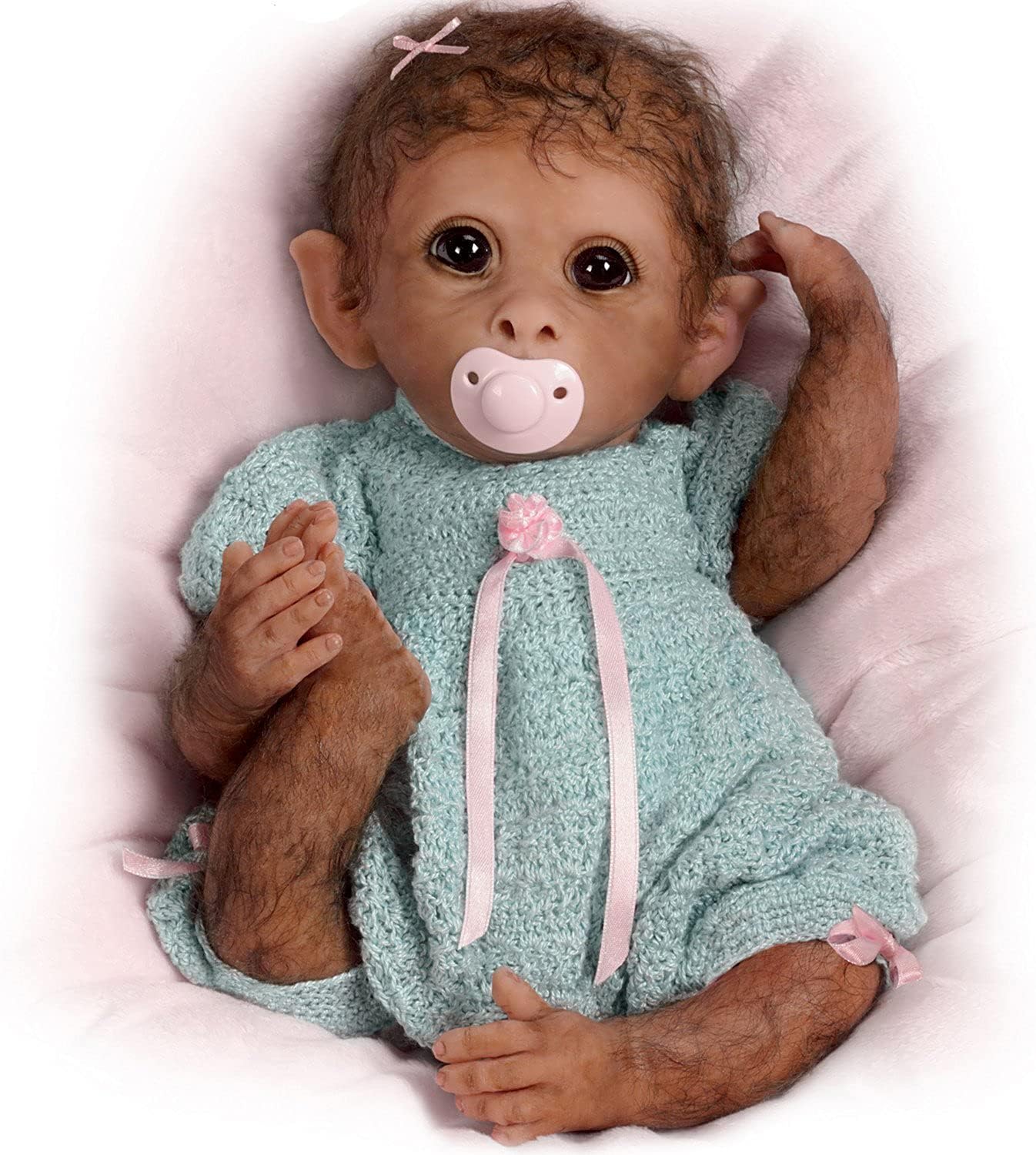 The Ashton-Drake Galleries Realistic Clementine Needs A Cuddle Monkey Doll, 14 inches, RealTouch Vinyl, by Linda Murray
