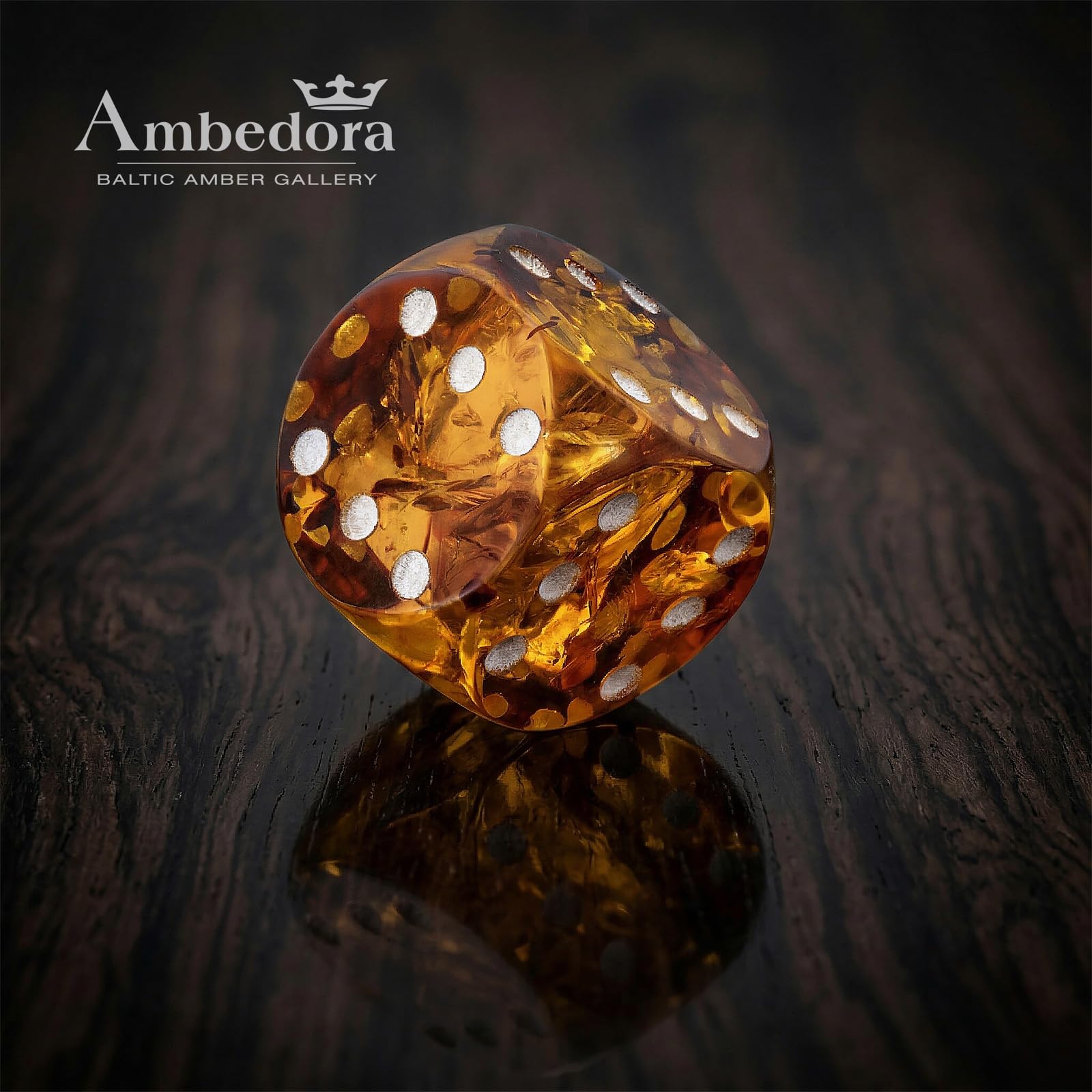 Cubo de la suerte de ámbar 6 ojos en cada lado 17 x 17 mm coñac ámbar báltico regalo único