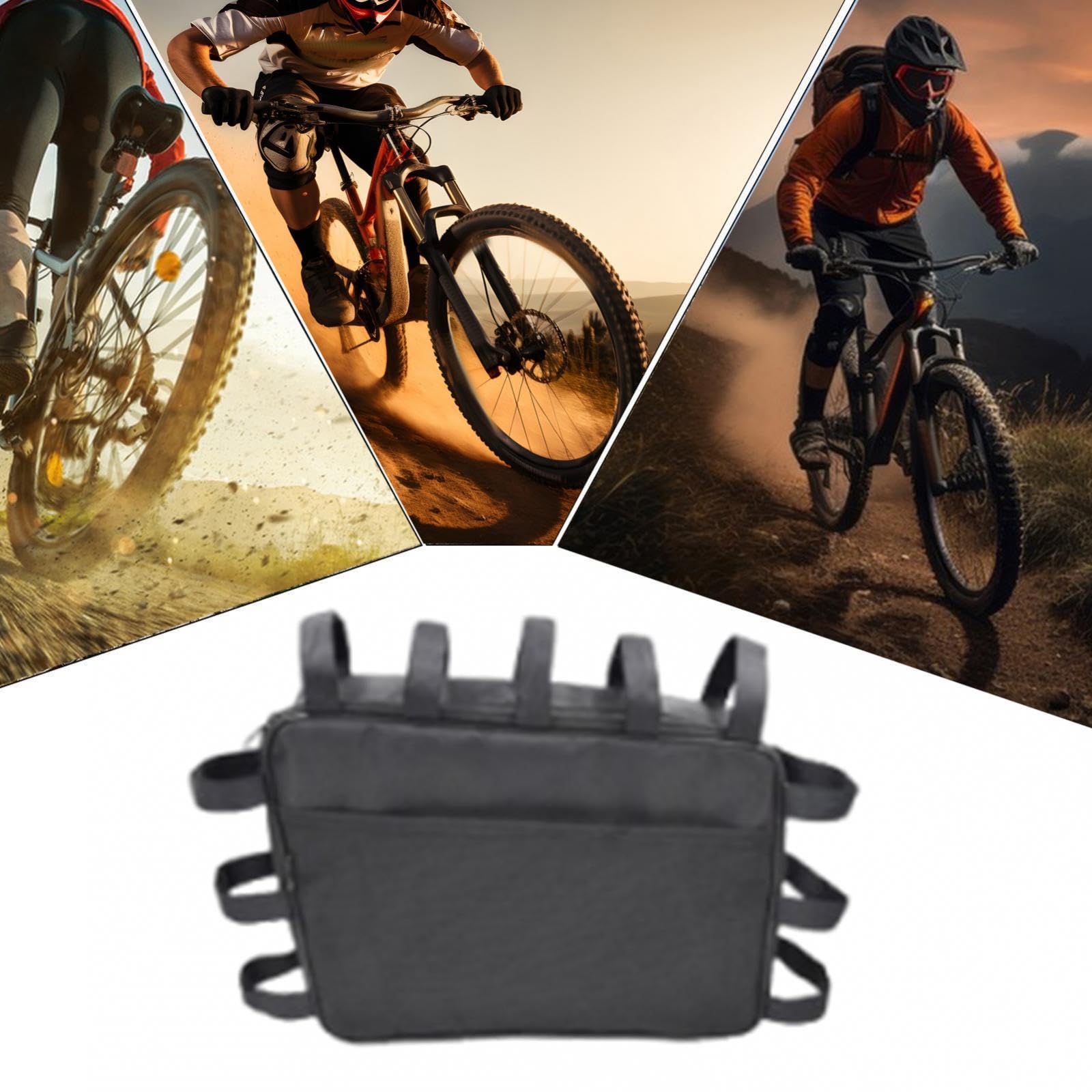 Bolsa para Cuadro de Bicicleta con Cierre Resistente al Agua Almacenamiento Multifuncional para Herramientas Y Accesorios Fabricada en Tejido Oxford
