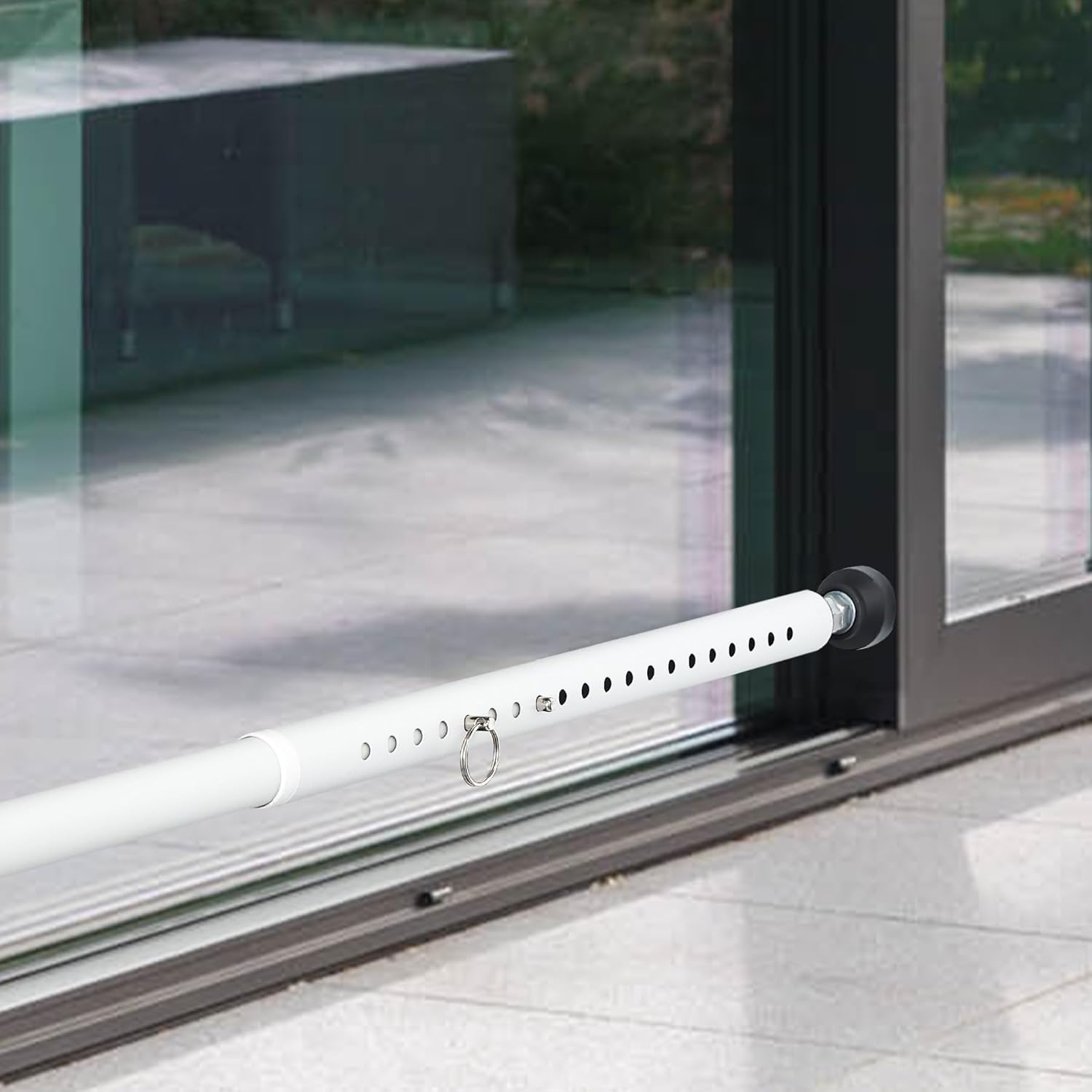Sliding Door Security Bar, 17-51 inch Adjustable Patio Door Security Bar Childproof Window Safety Bar for Apartment Bedroom Bottom of Door Heavy Duty Interior White