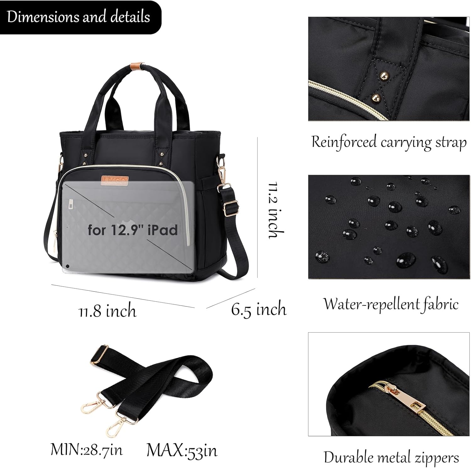 Medium Tote Bag for Women with Multi Pockets, Quilted Top Handle Purse Crossbody Shoulder Bag Handbag