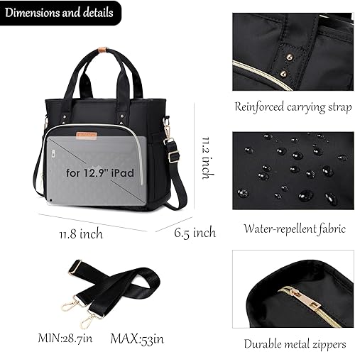Miniatura 3 de Bolsa mediana con múltiples bolsillos para mujer, bolso acolchado con asa superior, bolso cruzado de hombro