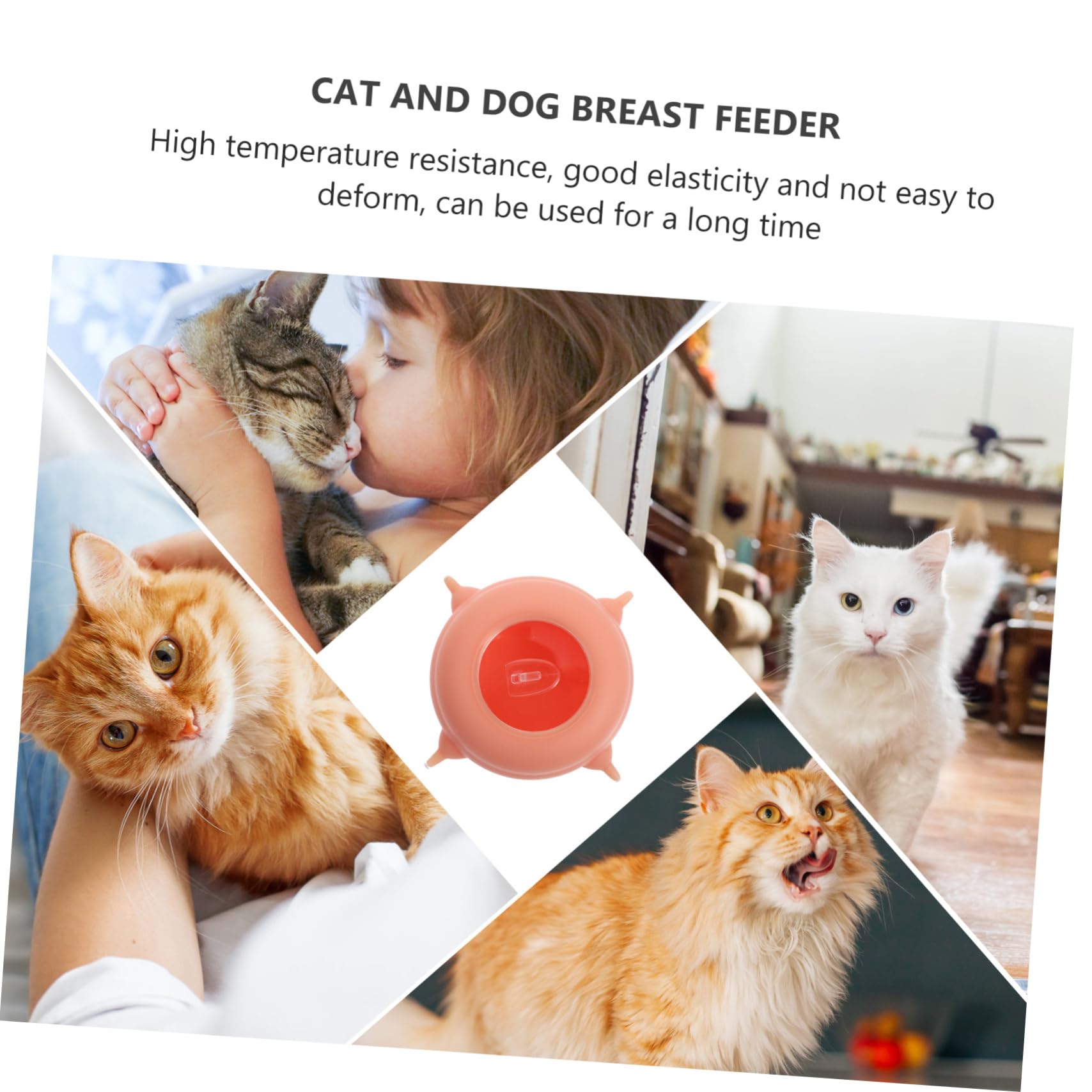 Happyyami Comedero para Mascotas Recién Nacidas Herramienta de Alimentación de Silicona Rosa Resistencia a Alta Temperatura para Gatitos Adecuado para Entrenamiento y Cuidado