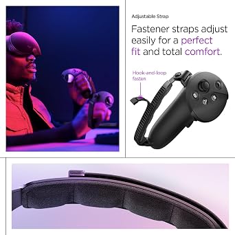Spigen Silicone Fit Controller Cover Compatible with Meta Quest Pro VR Gaming Controller Grip with Adjustable Strap for Anti-Slip Protection - black