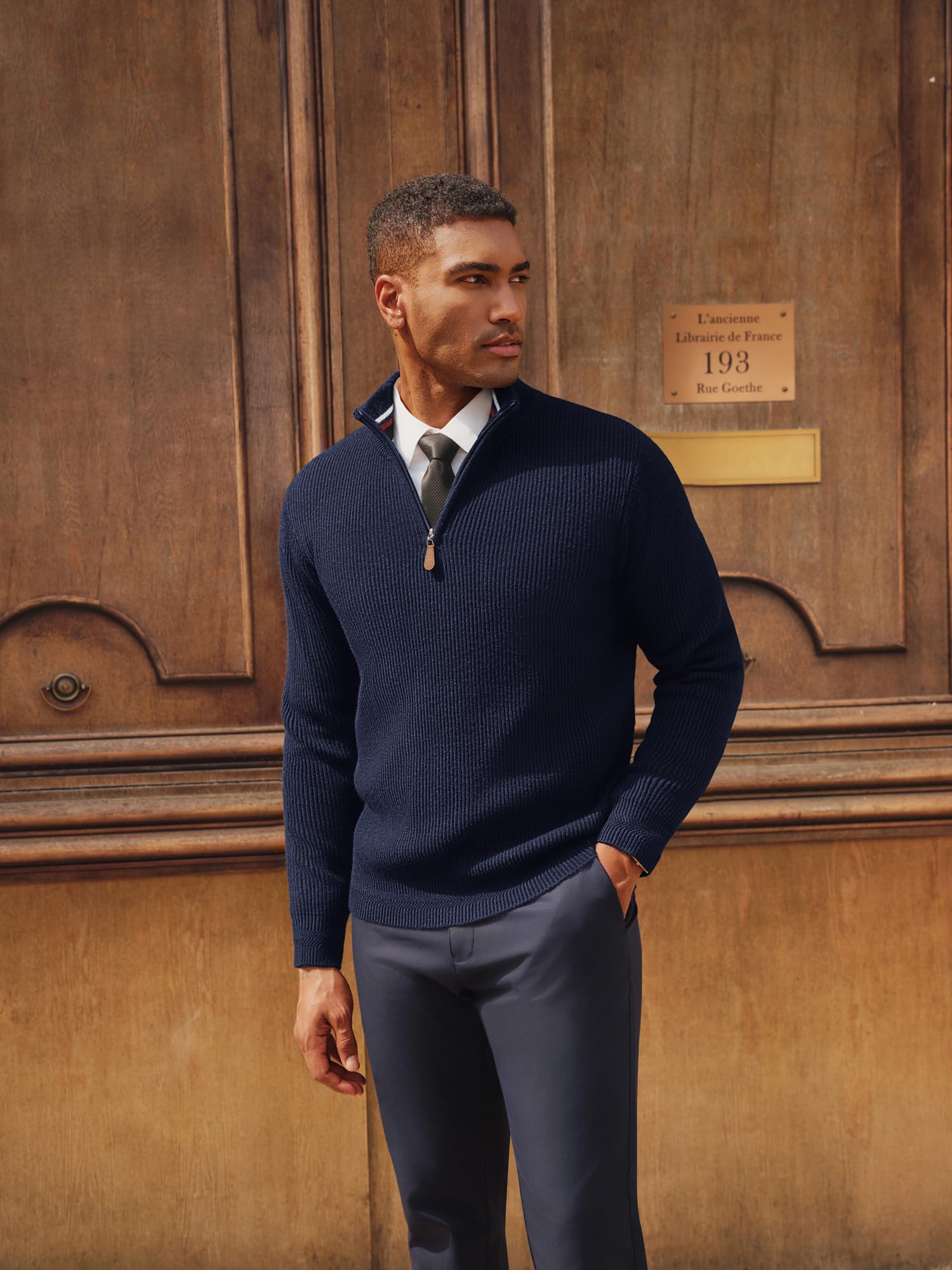 PJ PAUL JONES Pullover da uomo con cerniera a un quarto maglione casual slim fit lavorato a maglia | Colletto alto, mezza cerniera, maglione da lavoro, caldo a maniche lunghe