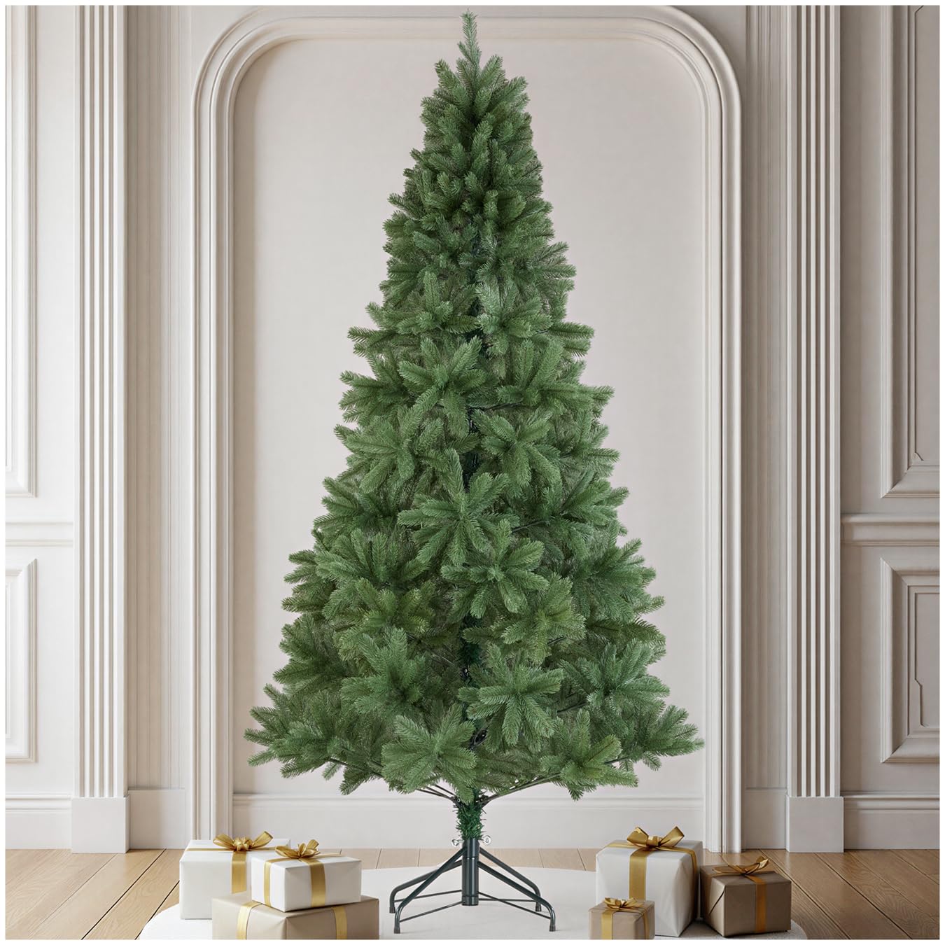Tectake Green Tectake® Artificial Christmas Tree In Lush With Lifelike Pine Needles & Bendable Branches, Quick Setup, Realistic Christmas Tree With Foldable Steel Stand, Allergy-Friendly Xmas Tree - 230 Cm