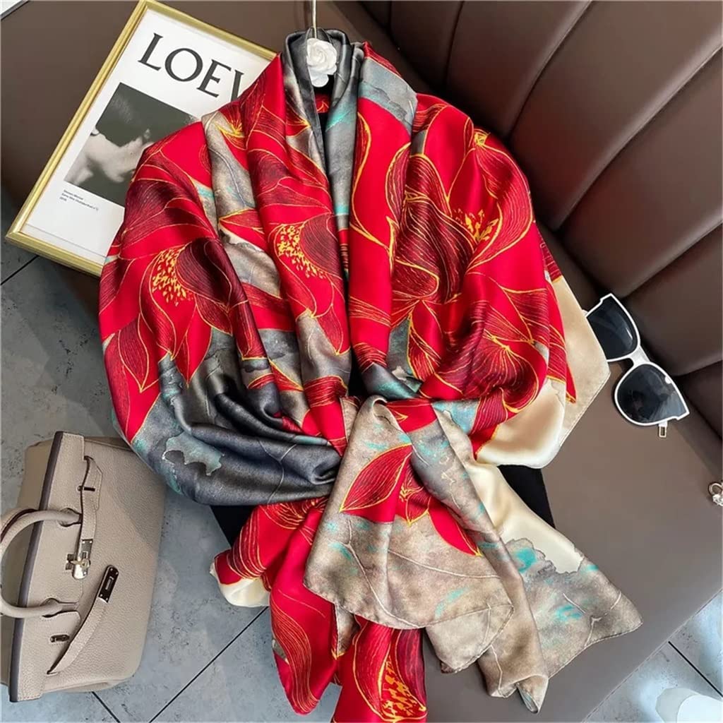 MUSUMI Bufanda de Seda para Mujer, Hijab Vintage, Diadema con Estampado, chales y envolturas, Estola de Playa, pañuelo para el Cuello, Bandana Femenina