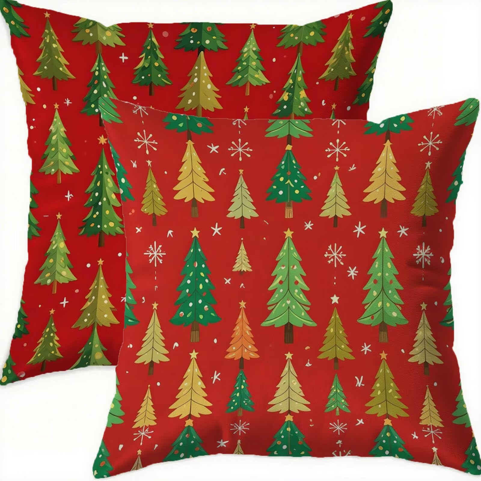 Housse de coussin 70x70cm velours Noël rouge taie oreiller salon