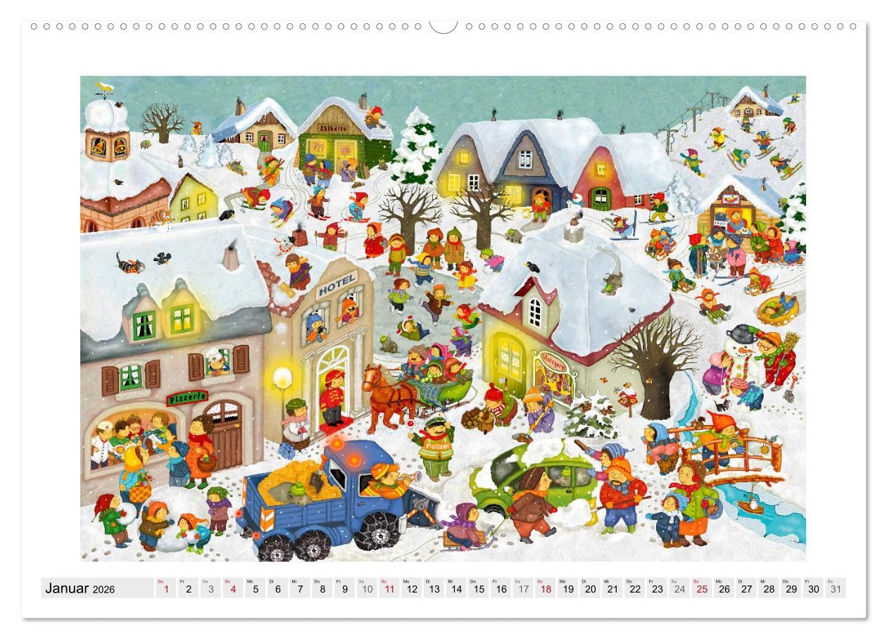 Meine kleine Wimmelwelt (hochwertiger Premium Wandkalender 2026 DIN A2 quer), Kunstdruck in Hochglanz: Lustige Wimmelbilder für Kinder (CALVENDO Spass)