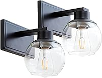 Vista 14 de PAZALA 2 luces de tocador, lámpara de pared de baño de latón cepillado con pantalla de vidrio esmerilado, lámpara de baño sobre espejo