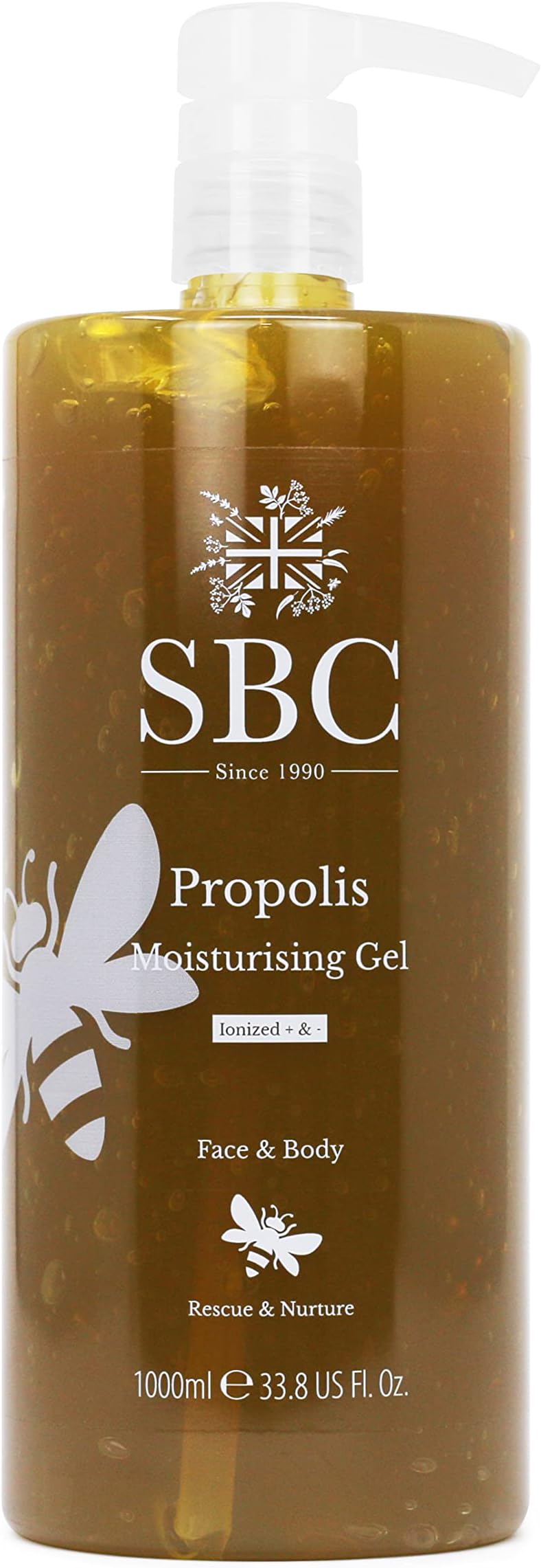 SBC Skincare Propolis Moisturising Gel – 1000ml | Lightweight Propolis Gel Moisturiser For Face And Body | Nurturing Propolis Gel For Irritated Or Sensitive Skin
