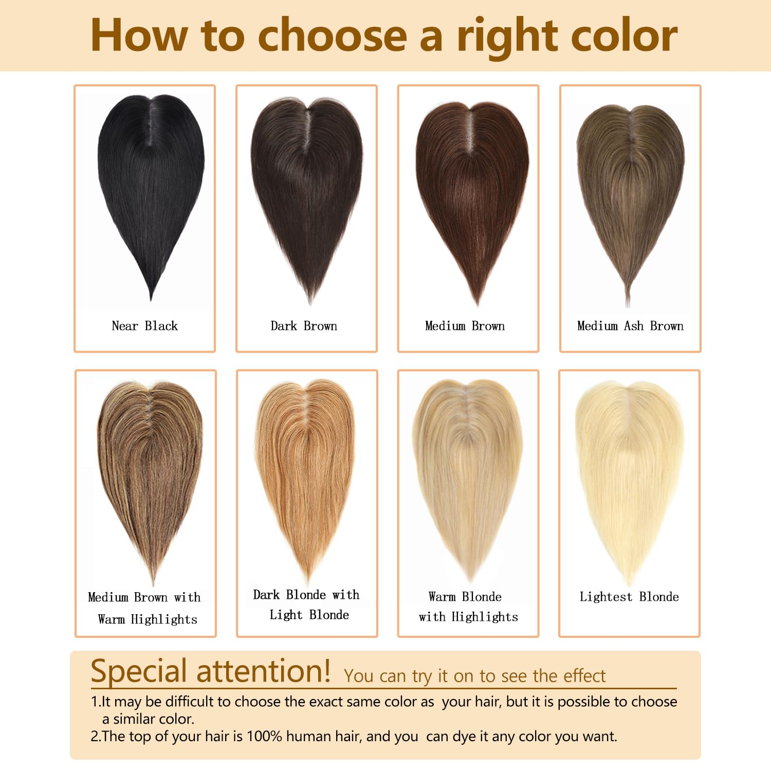 Kavsni Hair Toppers for Women No Bangs 100% Real Human Hair Toppers for Women with Thinning Hair (Mdeium Brown)