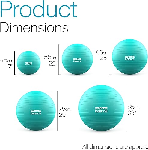 Miniatura 6 de Core Balance Pelota de ejercicio para entrenamientos, resistente a estallidos y antideslizantes, pelota de yoga suiza para embarazo, estabilidad,