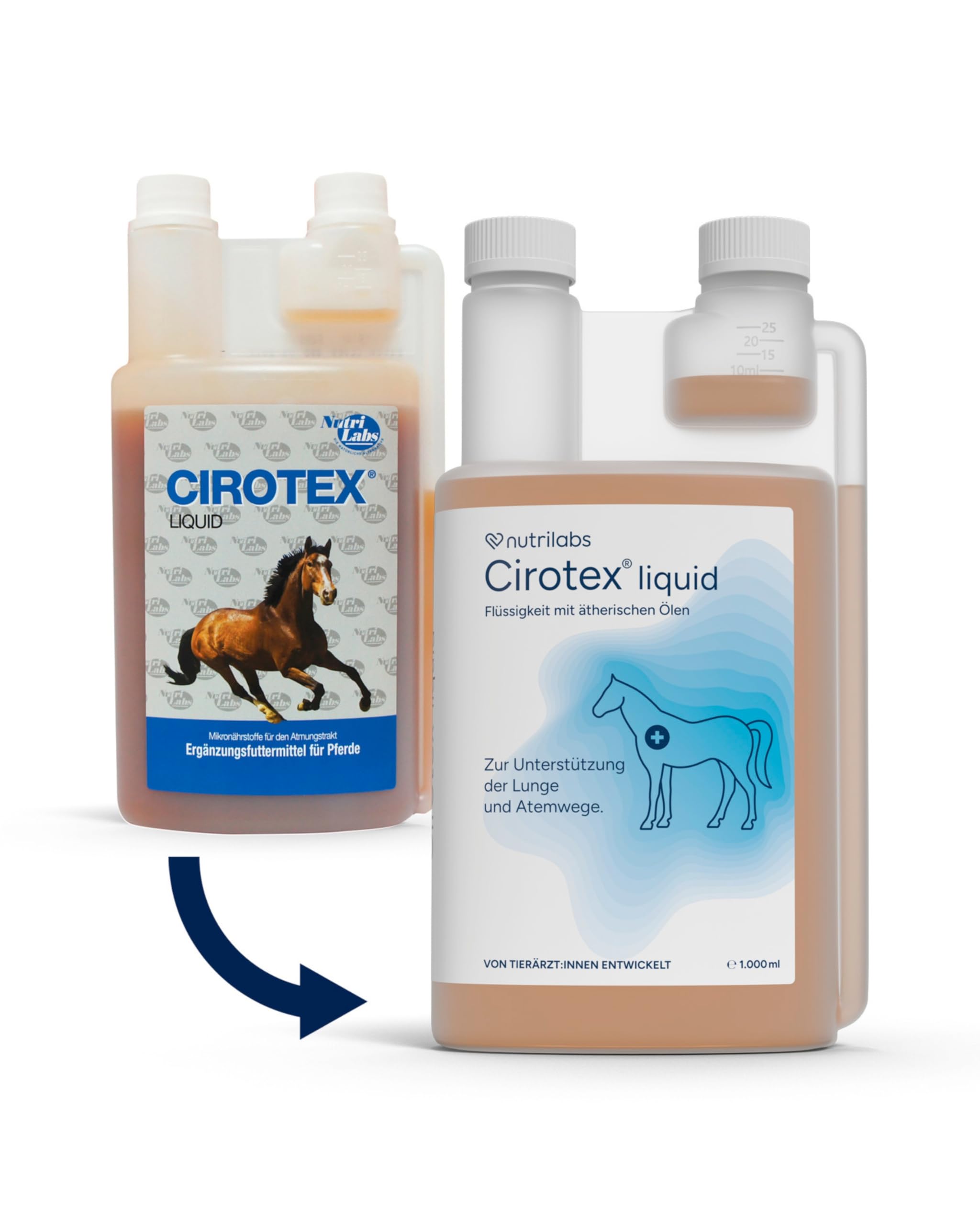NutriLabs Cirotex liquid Pferde Kräuter Lunge 1L - Pferde Atemwege Nahrungsergänzung - Saft für den Atemweg - Pferdegesundheit Ergänzung mit Vitamin C - Husten Nahrungsergänzung