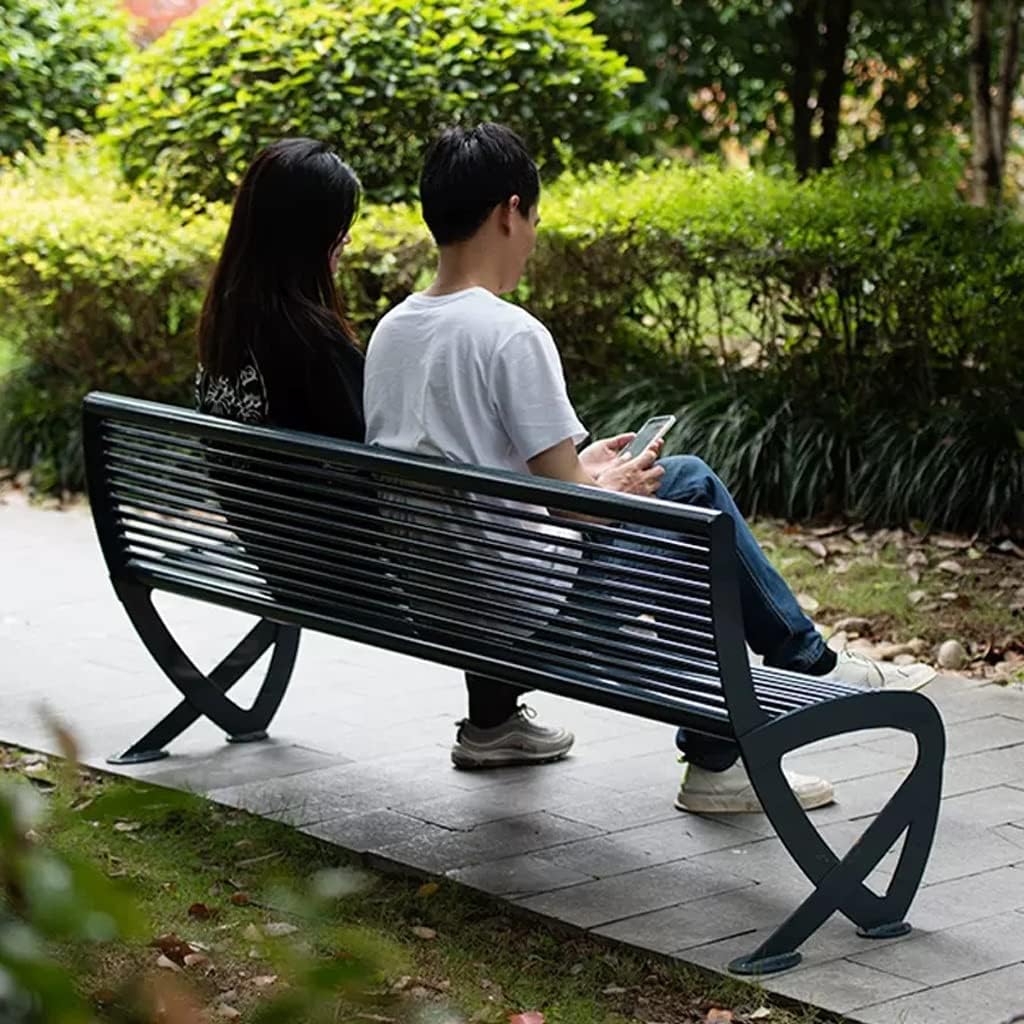 Patio Furniture Bench Outdoor Iron Art Park Chair Outdoor Garden Bench Scenic Leisure Seat Outdoor Garden Open Air Rest Chair Outdoor Bench(M:150cm)