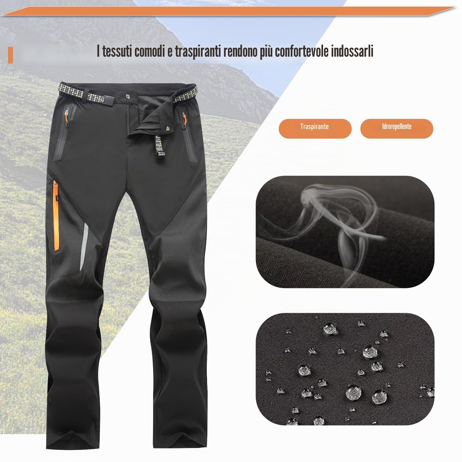 LHHMZ Pantaloni da Trekking Outdoor da Uomo Pantaloni Comodi da Passeggio Pantaloni Casual Leggeri con Tasche con Zip