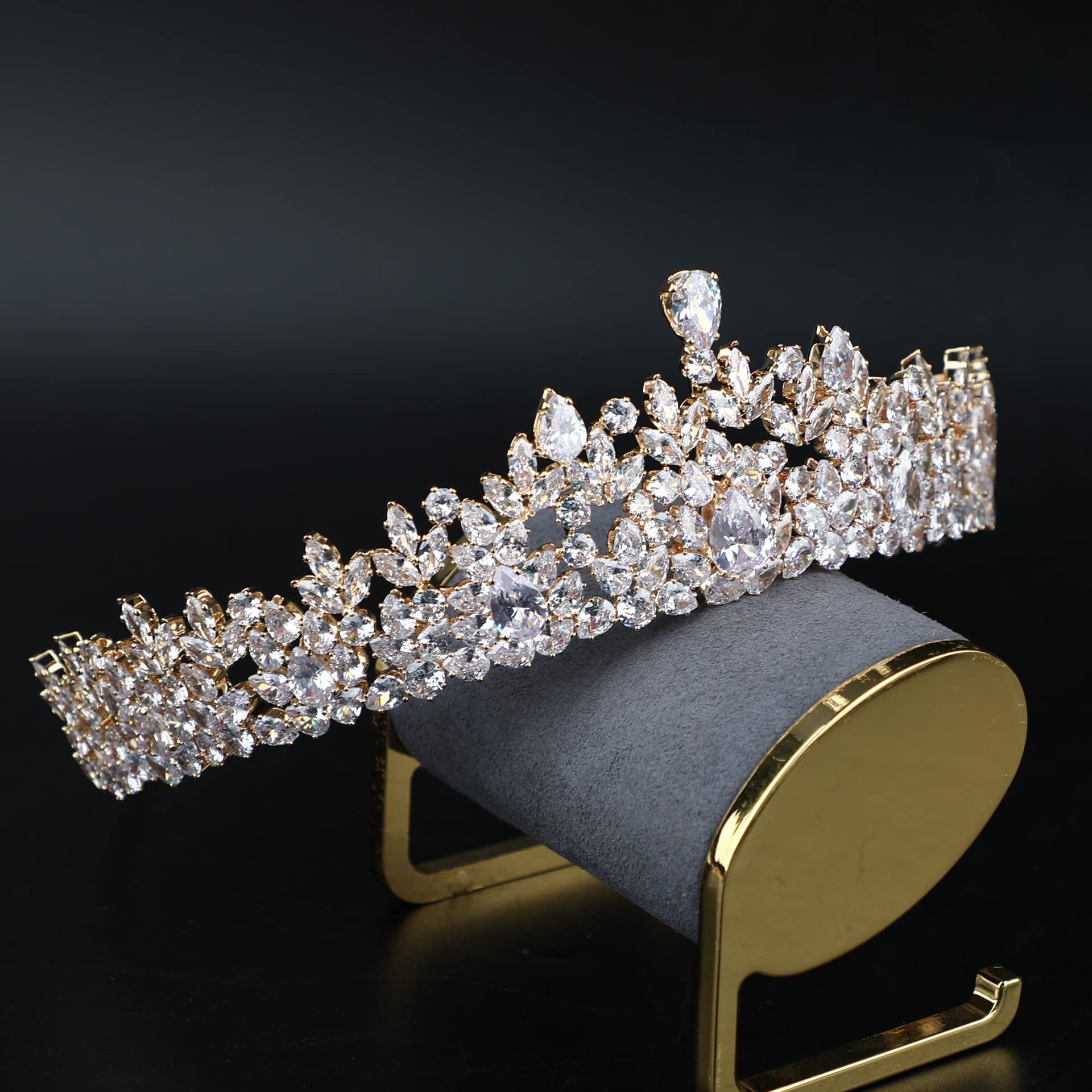 Bijoux de Cheveux diadèmes de Couronne pour Femmes Couleur Or Argent diadème de mariée Couronne de Mariage Accessoires de Cheveux Princesse allonger Couronne fée Bijoux de Mariage, Or, Argent