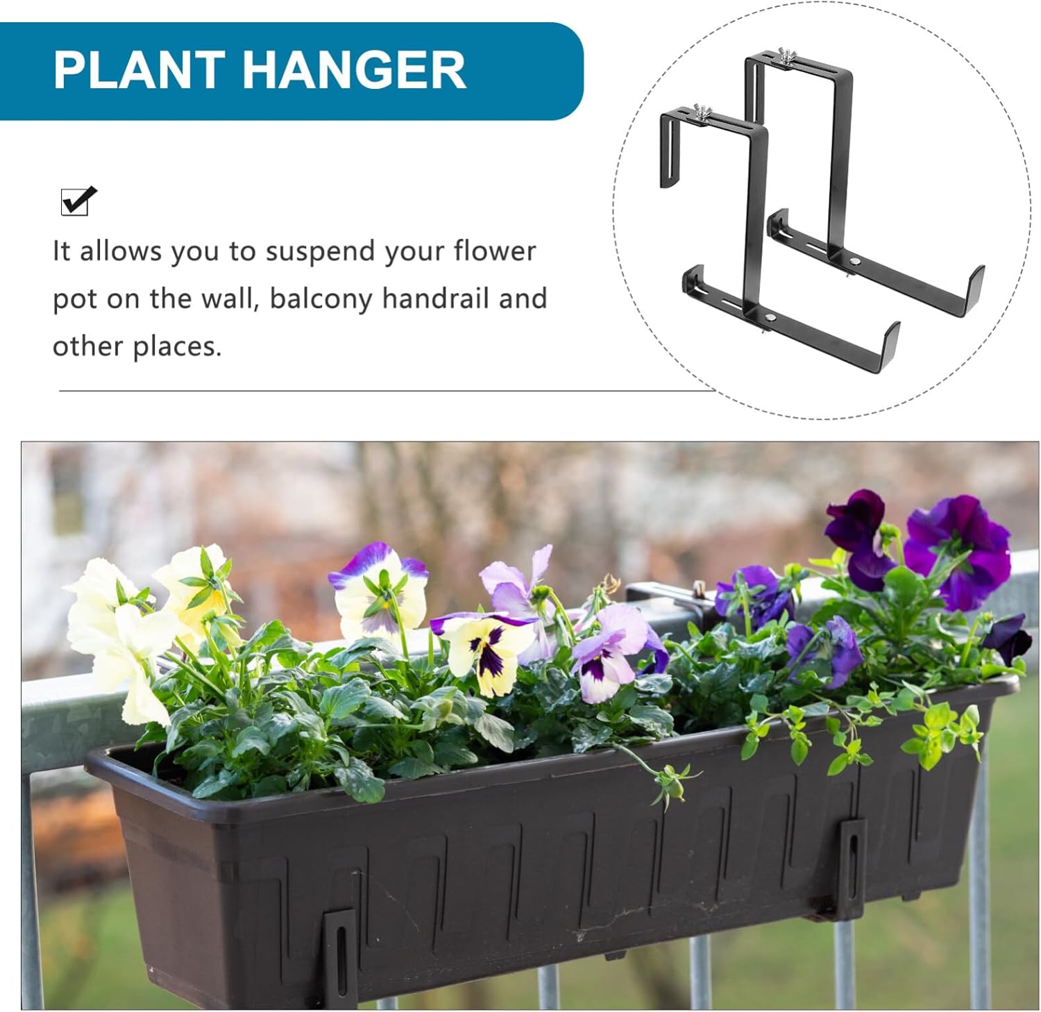 Cabilock 2pcs Adjustable Plant Hanger Brackets Hooks for Indoor and Outdoor Use Suitable for Balconies Railings Gardens and Flower Pots Sturdy and Design for Hanging Lanterns and Wind