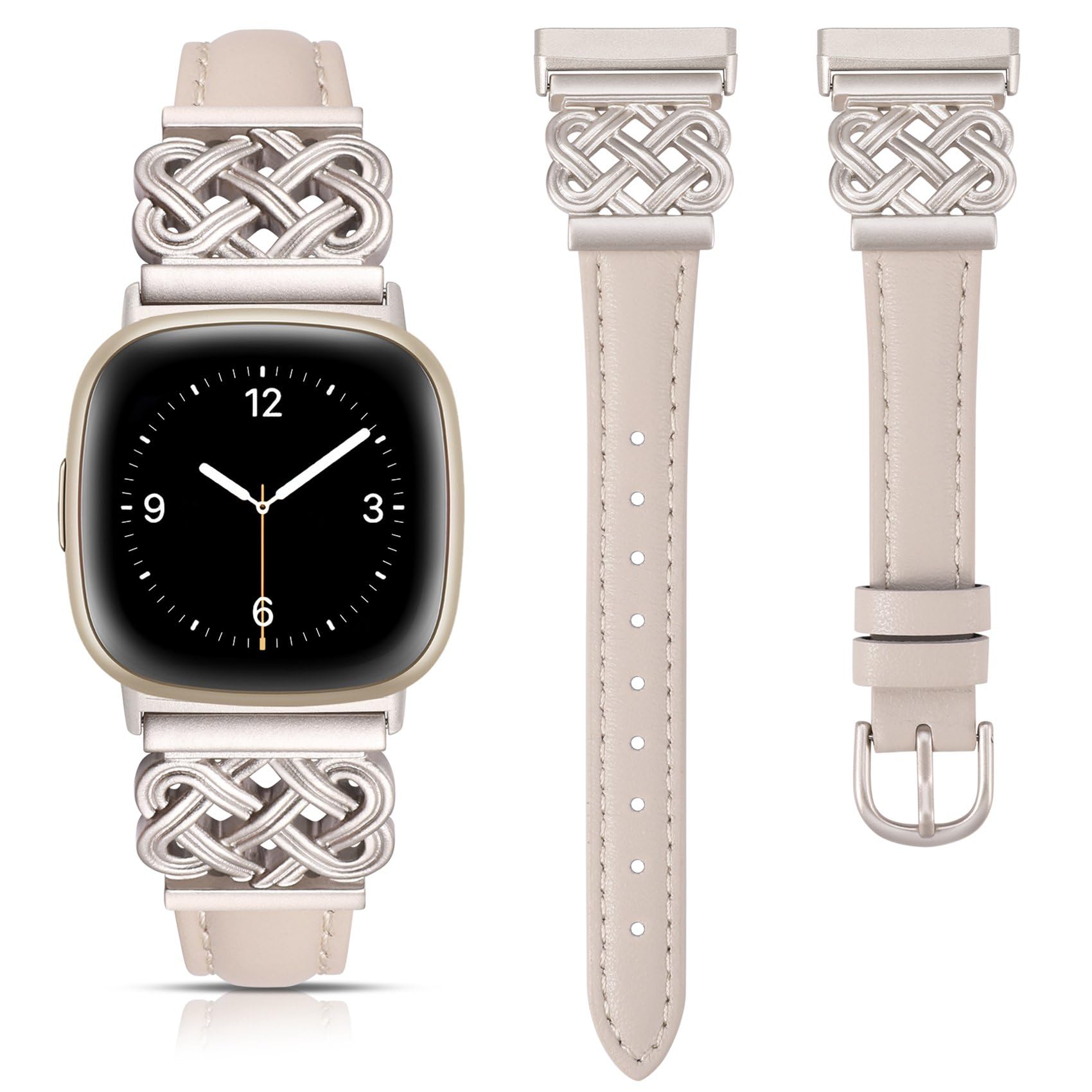TOYOUTHS Leather Straps Compatible with Fitbit Versa 4/Versa 3/Sense 2/Sense Strap Women