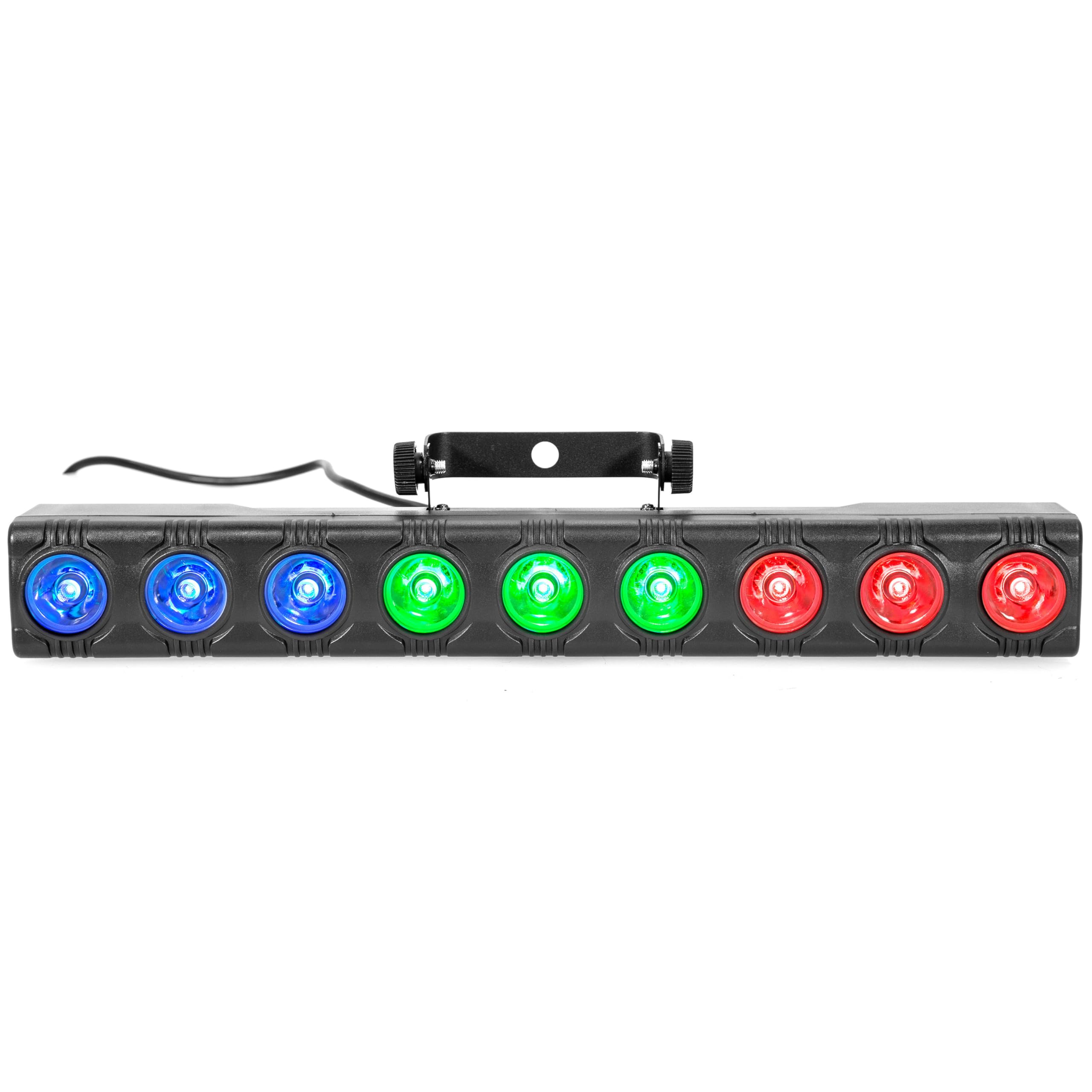 BoomToneDJ ColorBar 9x3W RGB – Barre LED RGB 9x3W avec contrôle DMX, télécommande IR, Effets stroboscopiques et LED Individuelles – Idéale pour DJ, scènes, événements et installations Fixes