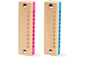 Koogel Harmonica for Toddlers 1-3, 2-Pack 10-Hole Wooden Kids Harmonica