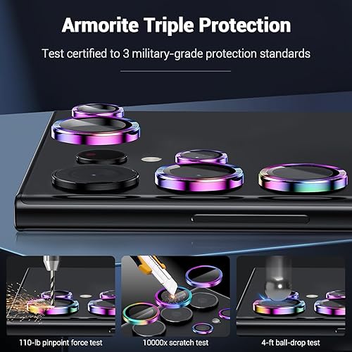 Miniatura 4 de CYNOVA Protector de lente de cámara S24 Ultra para Samsung Galaxy S24 Ultra, resistente a los arañazos, vidrio templado ultrafino 9H con claridad