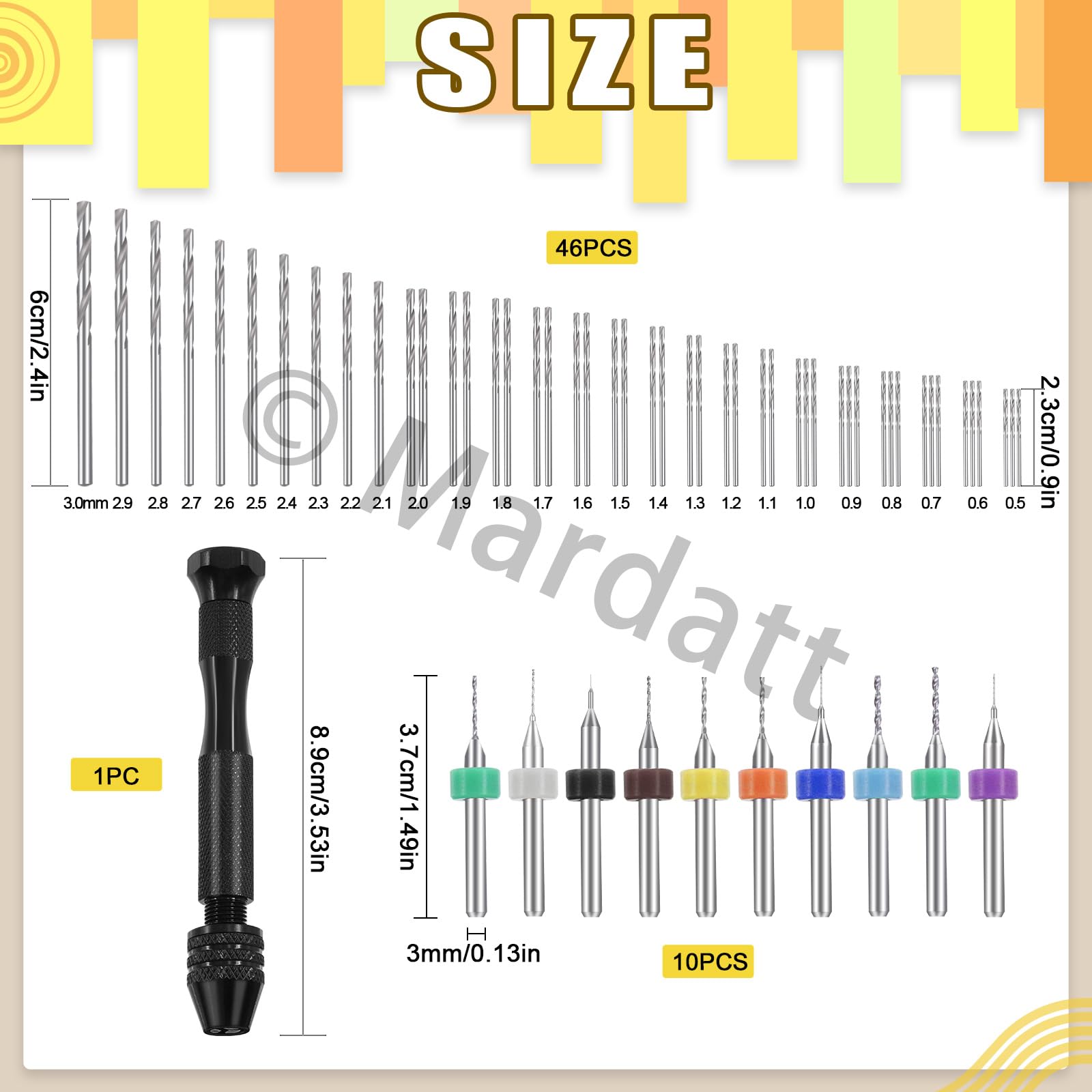 Mardatt 57Pcs Hand Drill Bits Set including Pin Vise - Image 2