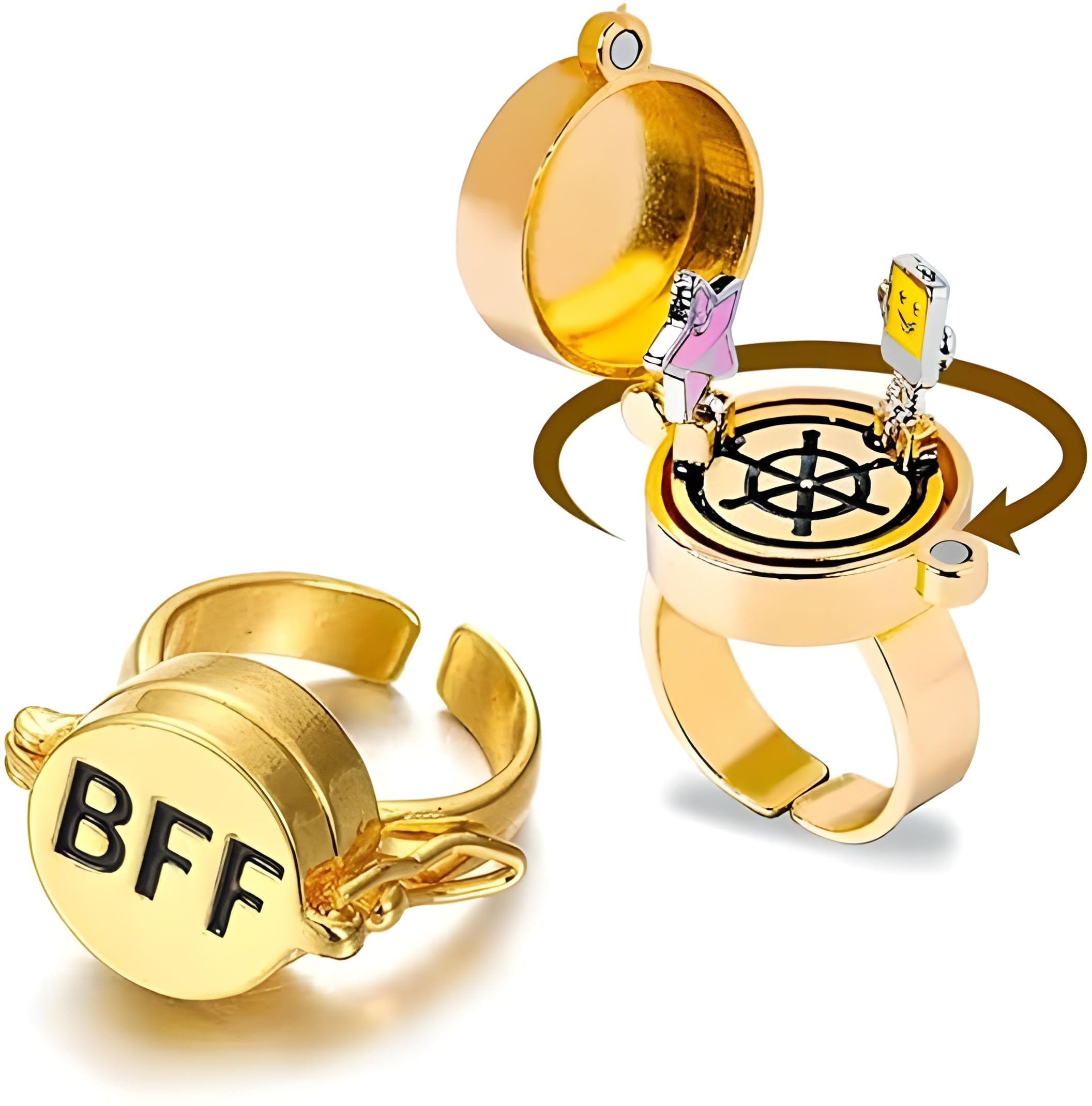 Shengruili 2 Stück Beste Freunde für Immer Ringe,Einstellbar Offene Kappe Ring, Süßes BFF Ring,Umarmungsring Silber,Offene Kappe Ringe,Freundschaftsring,Schmuckgeschenke für Frauen Mädchen