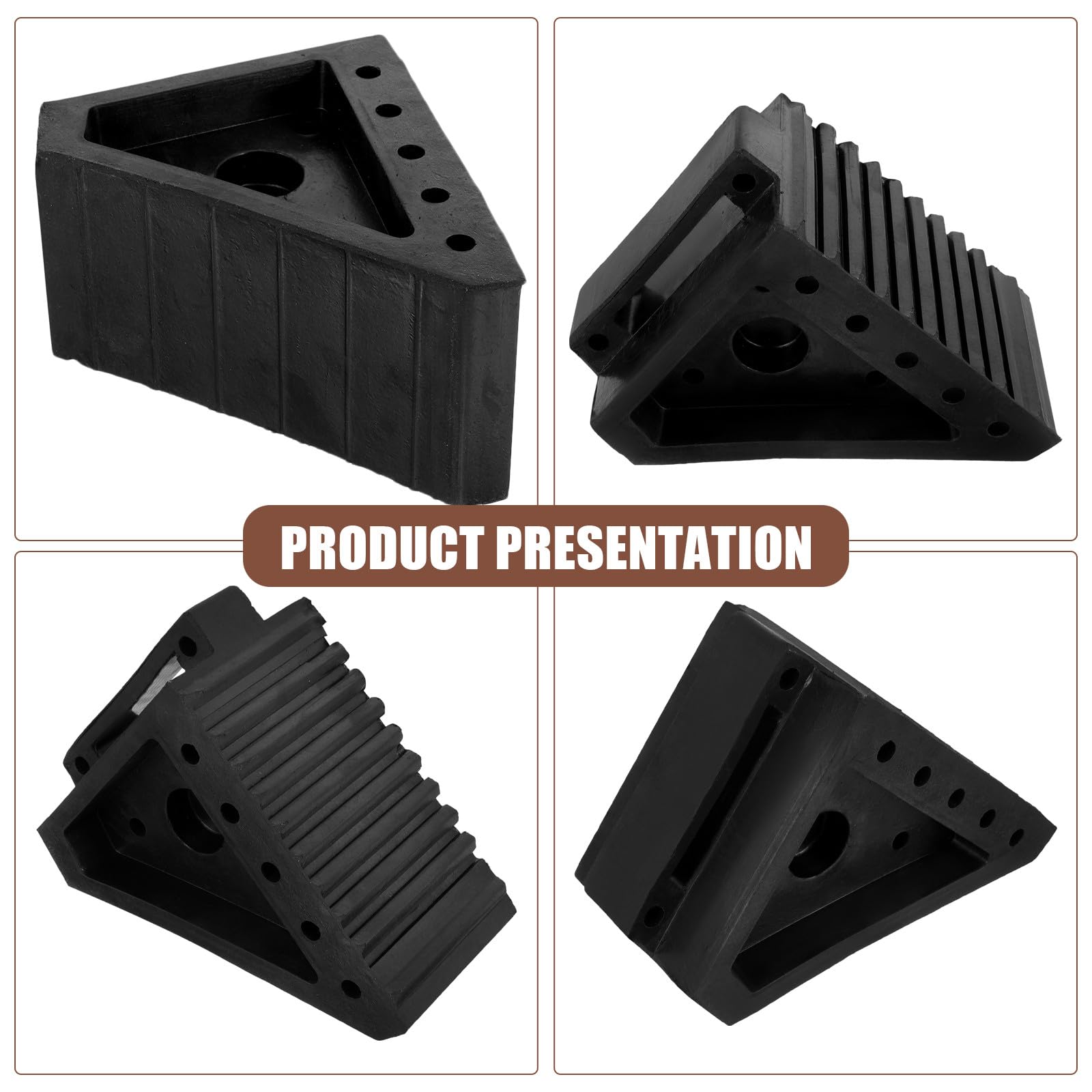 INOOMP Tope de Rueda Antideslizante de Goma Portátil, Cuña Triangular para Neumáticos, Bloque de Rueda Resistente para Coche, Accesorios de Garaje y Estacionamiento, Uso en Mantenimiento