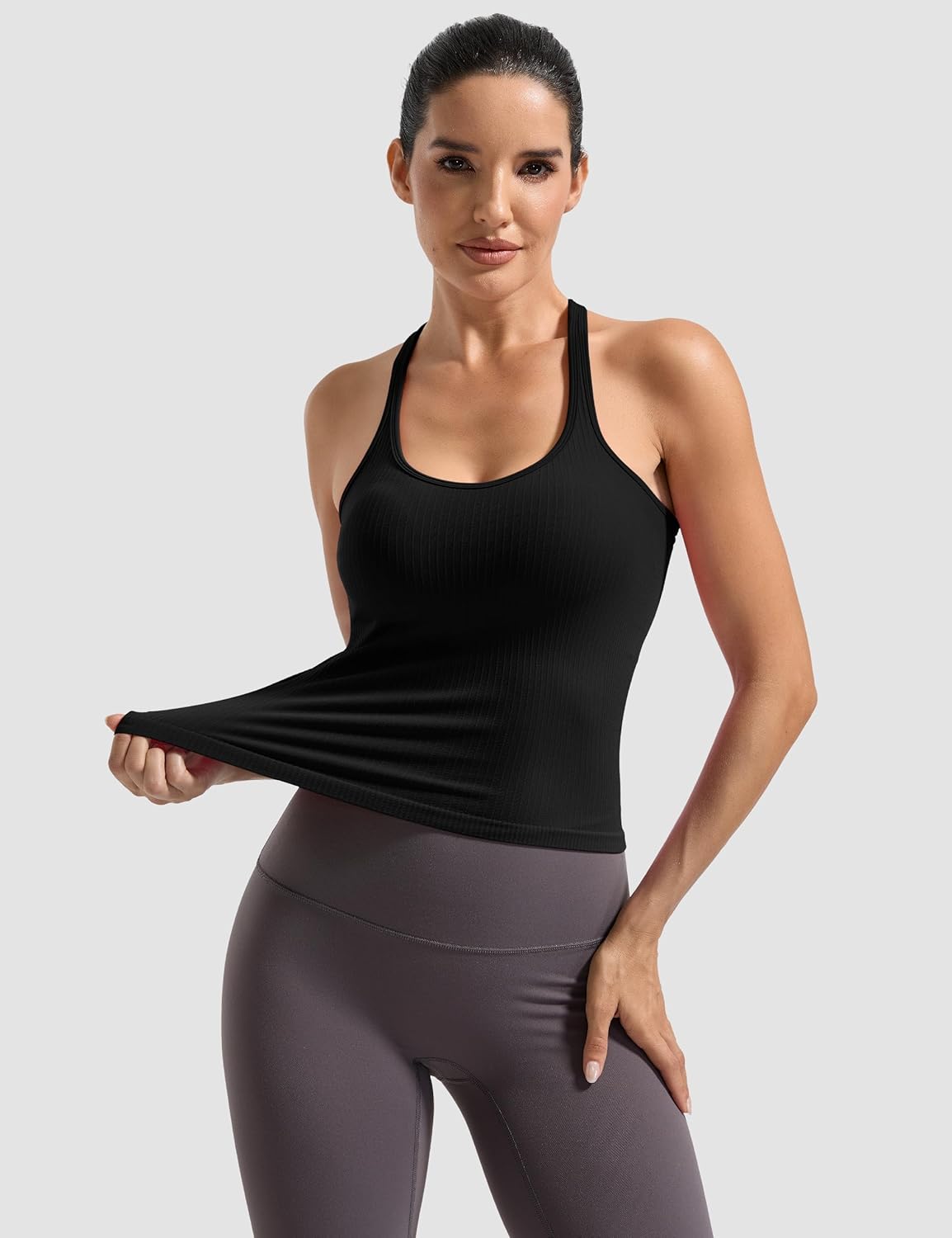 MathCat Seamless Workout Tank Top for Women with Built in Bra, Sleeveless Racerback Athletic Yoga Shirts Gym Tops