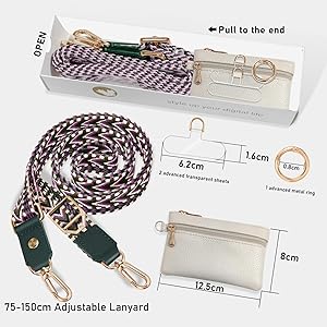 UKON Adjustable Phone Lanyard Crossbody Strap With Wallet Clip-and-Go Strap with Zippered Pouch Widened Phone String for iPhone Hands-Free for Travelling Concerts