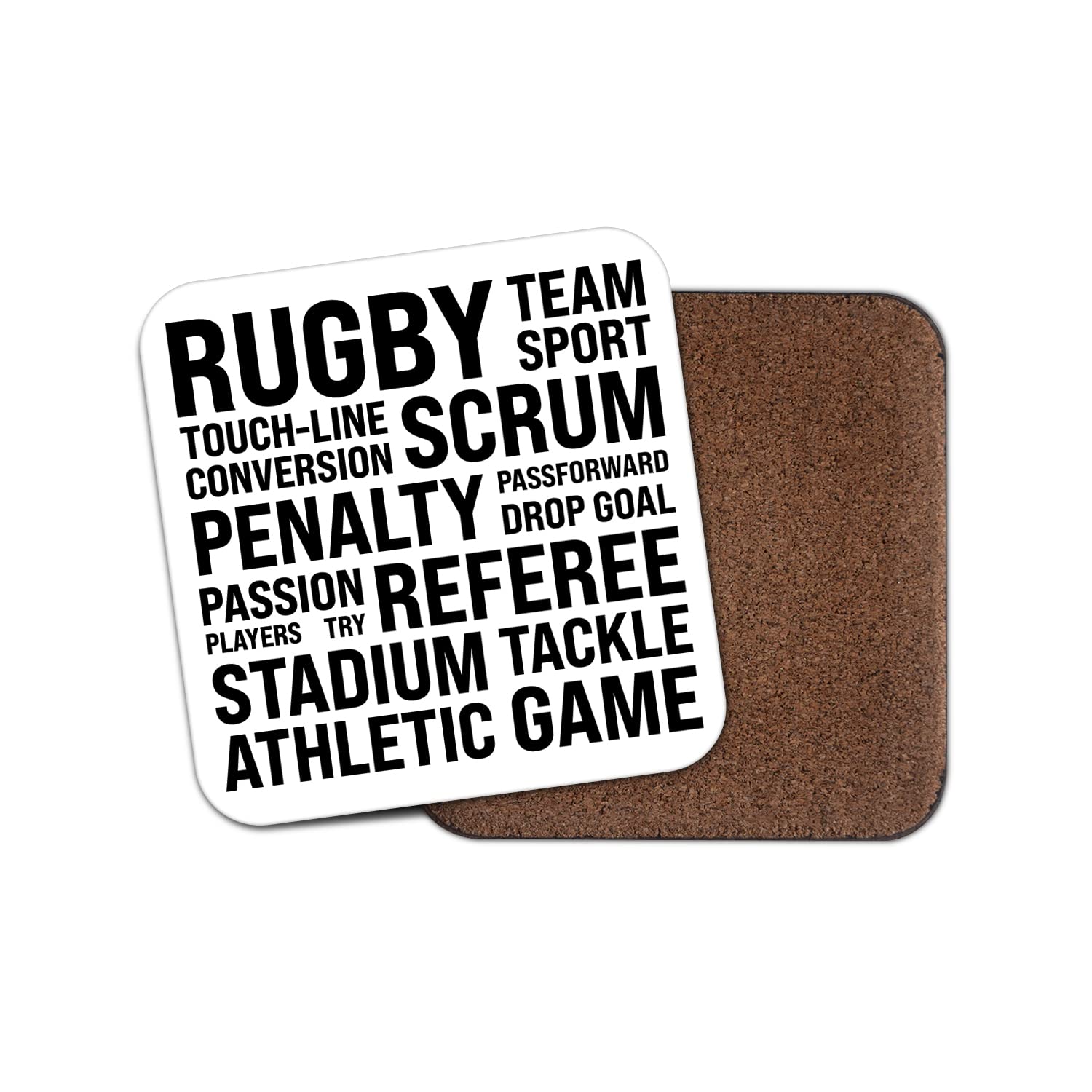 Square Single Coaster - Rugby Sport Fans Men Boys Words Thoughts Mancave Gift #77291