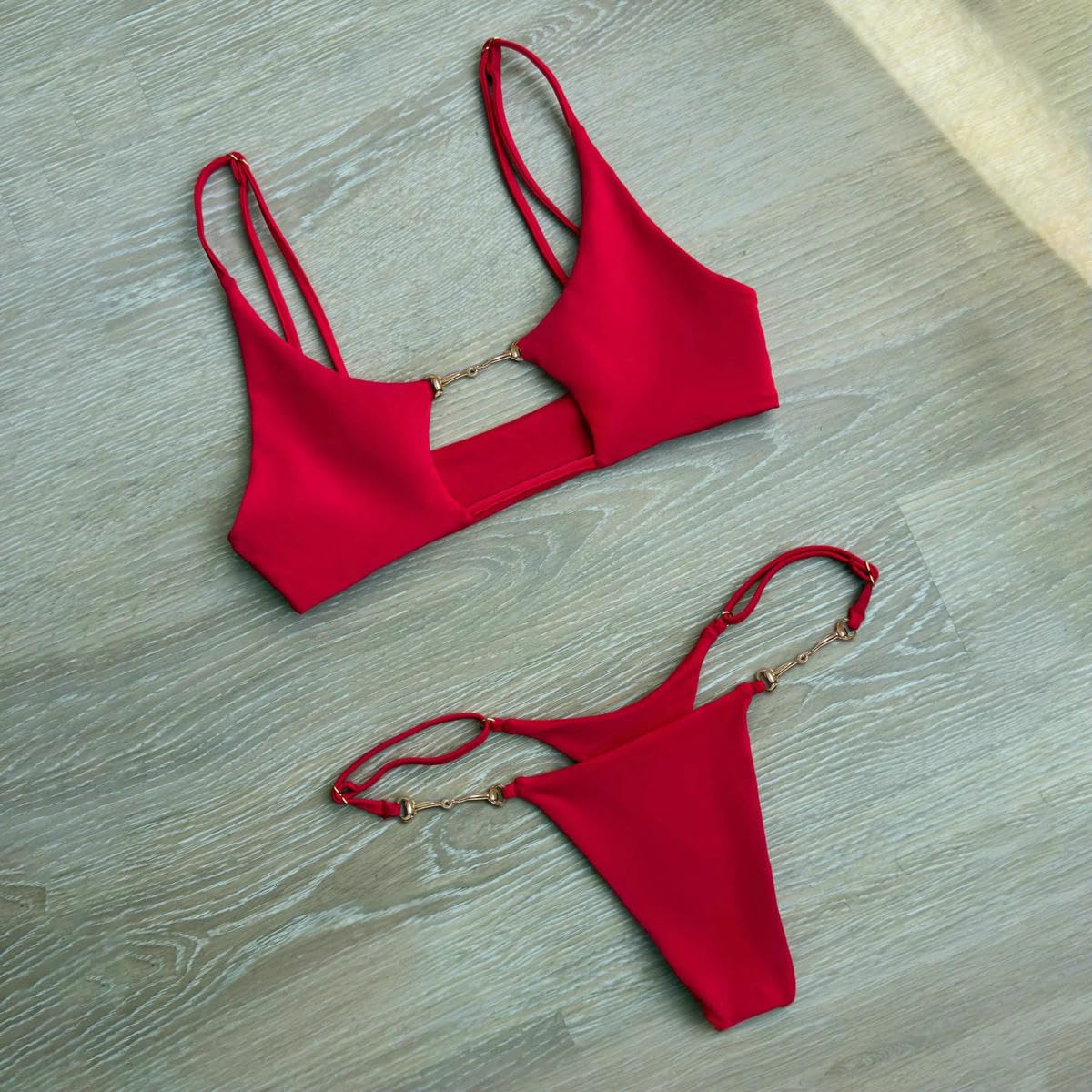 Damskie bikini z poliamidu | 2026 SML kobiety Hollow jednokolorowe bikini brazylijskie stroje kąpielowe bandeau kostiumy kąpielowe