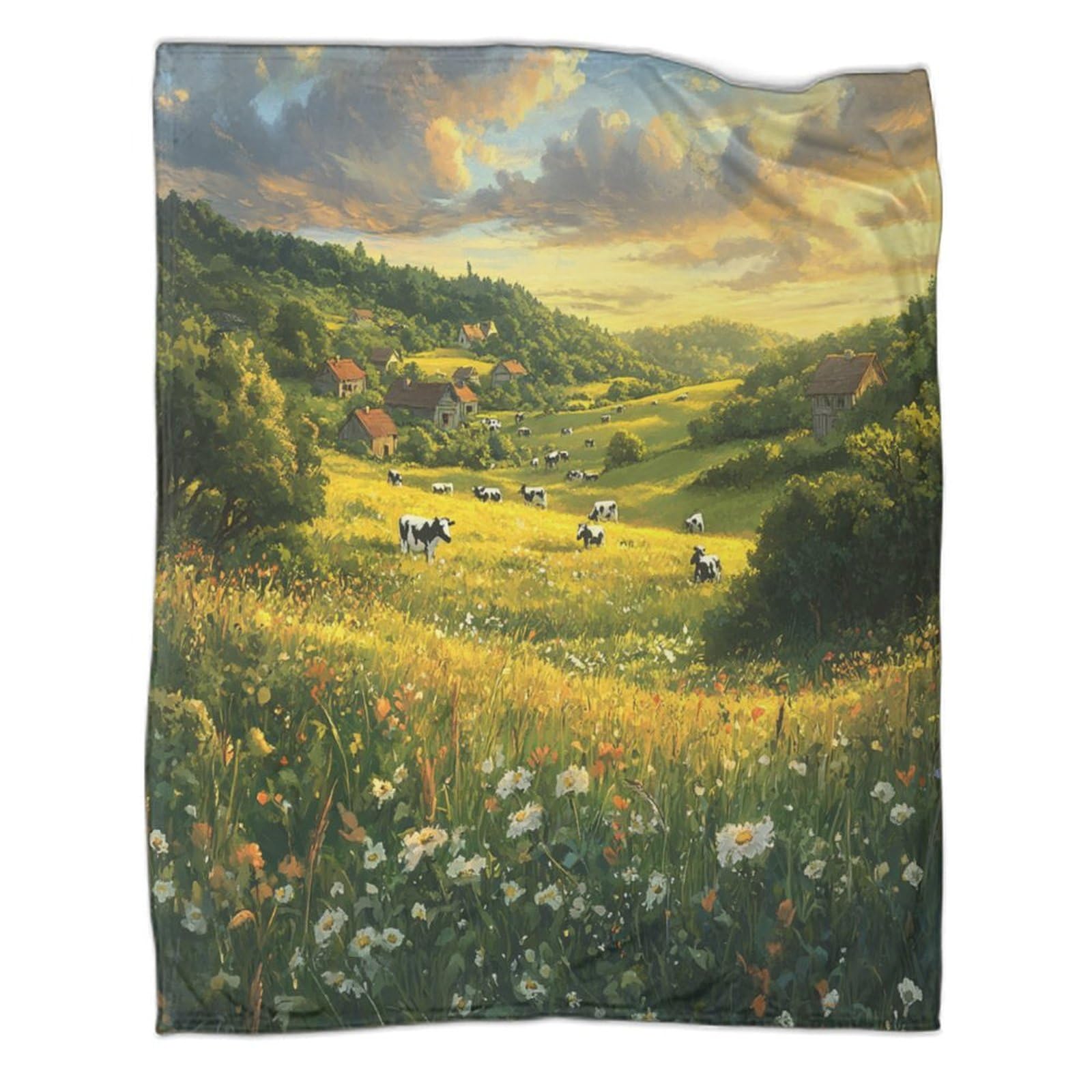 Couverture polaire ultra douce flanelle Le Printemps Countrysidel 150x200cm