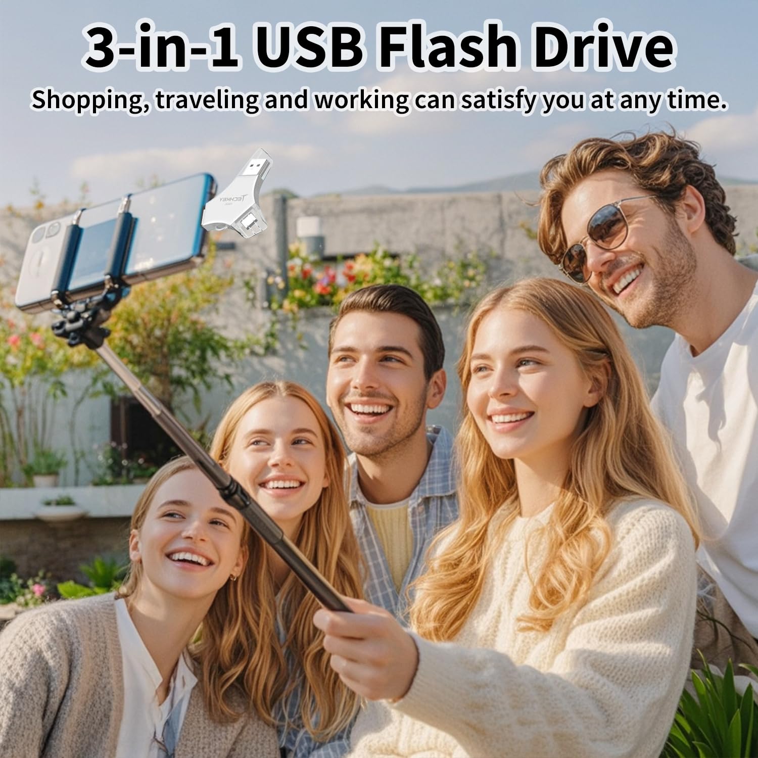 Chiavetta USB per iPhone/iPad, certificata MFi 3 in 1, 256 GB, argento | Memoria esterna per foto, tipo c/USB 3.0 ad alta velocità, compatibile con Android/PC, backup di immagini/video/dati